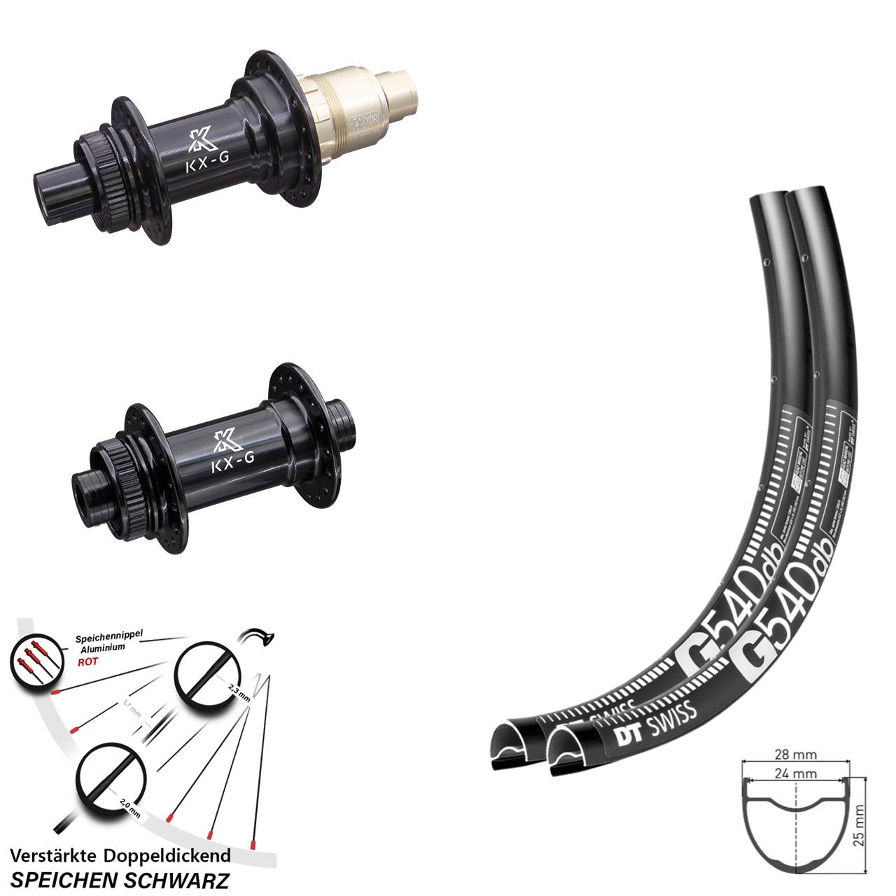 Disc Laufradsatz 12x100/142 29 Zoll DT Swiss G540 KX-G Gravel XDR 11-12 fach