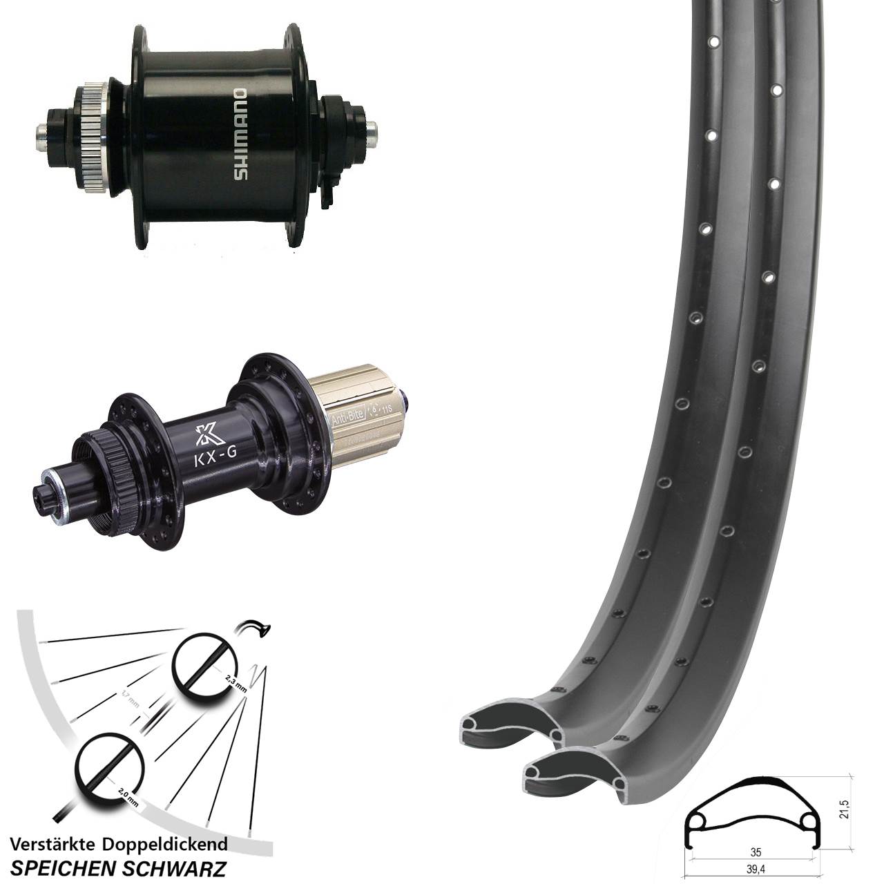 Laufradsatz Centerlock 29 Zoll Ambrosio E35 KX-G Shimano DH-UR700-3D 8-12 fach QR