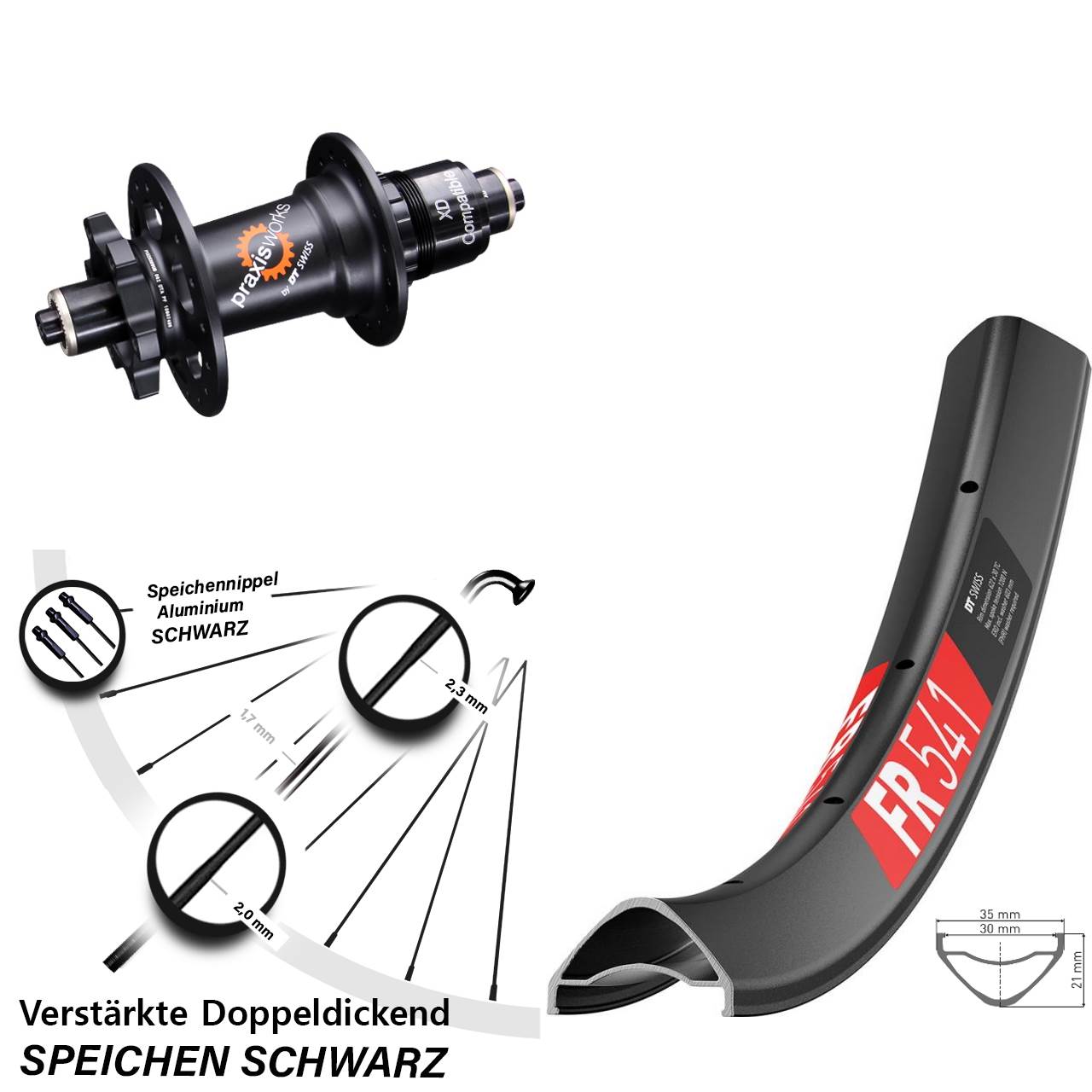 Hinterrad 6-Loch QR 27,5 Zoll DT Swiss FR 541-350 XD