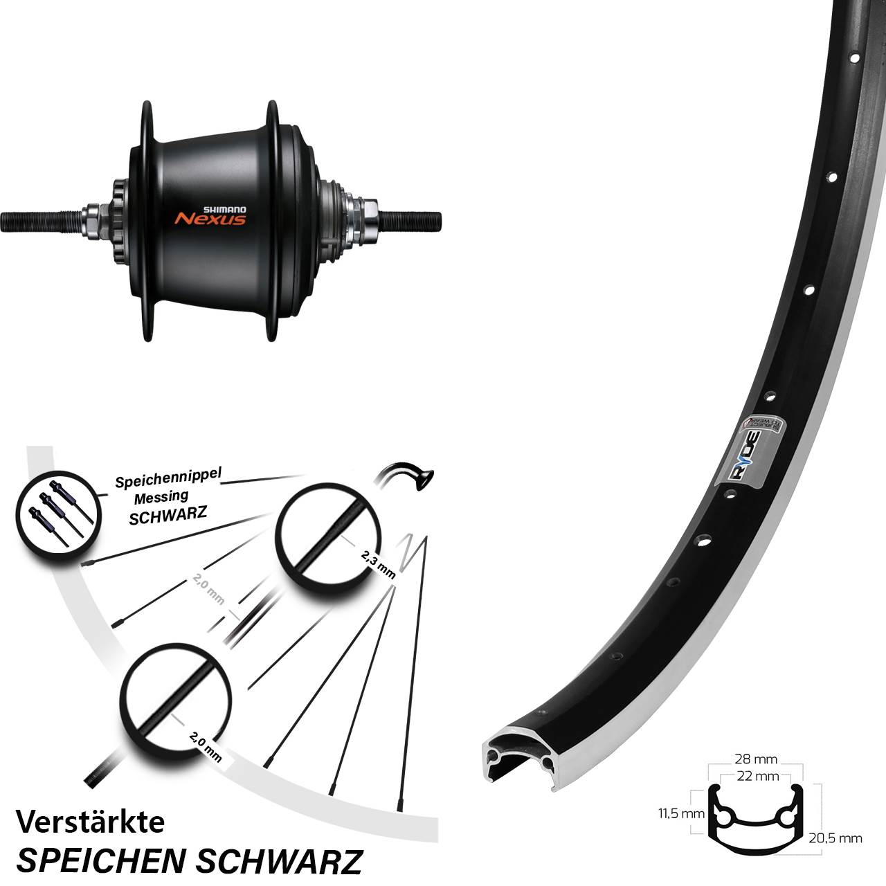 27,5 Zoll Hinterrad Shimano 7 Gang Nabenschaltung Freilauf Ryde Andra 35