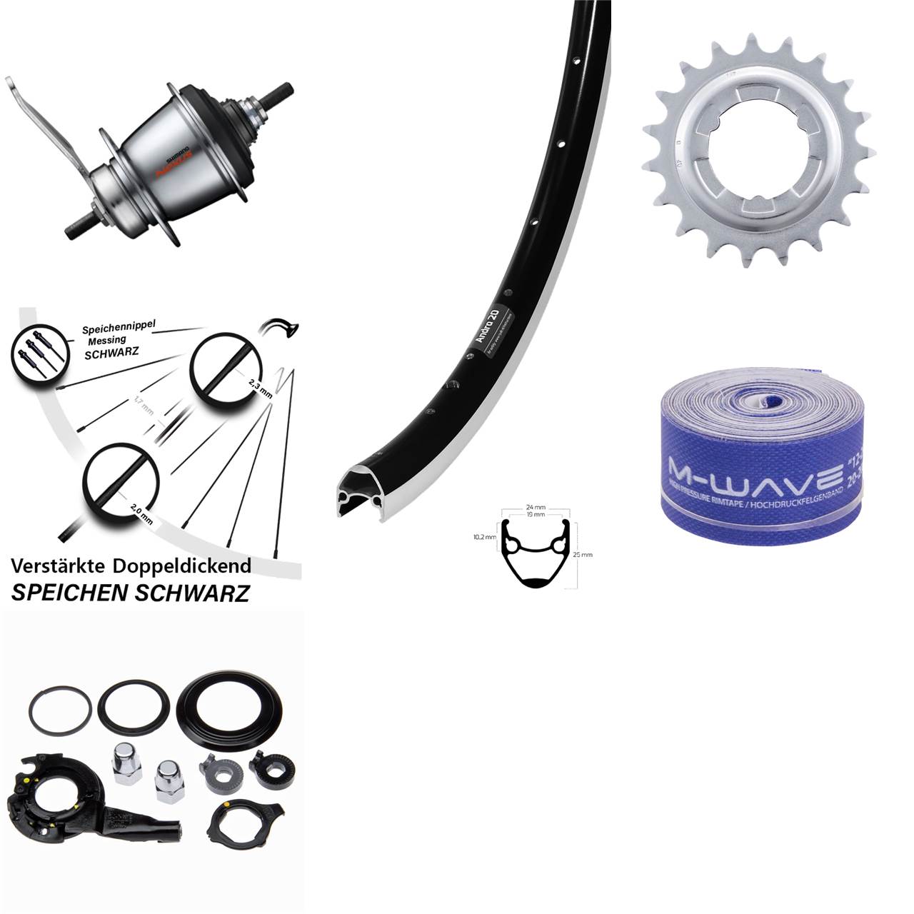 28 Zoll Hinterrad Shimano Nexus 7 Gang Rücktritt Ryde Andra 20 schwarz