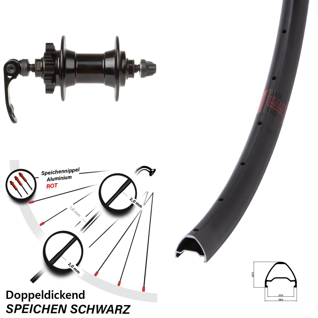 KX Clue Novatec 26 Zoll Disc Vorderrad für Schnellspanner