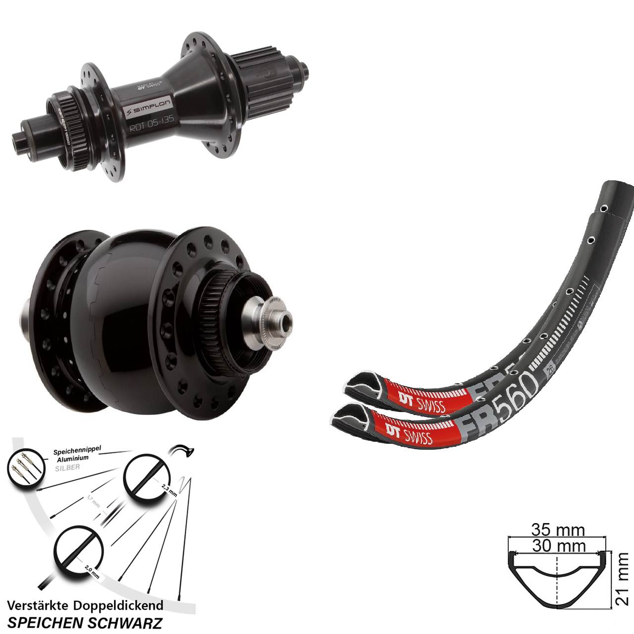 DT Swiss FR560-370 Hybrid SON 28 Centerlock 26 Zoll Laufradsatz QR Micro Spline