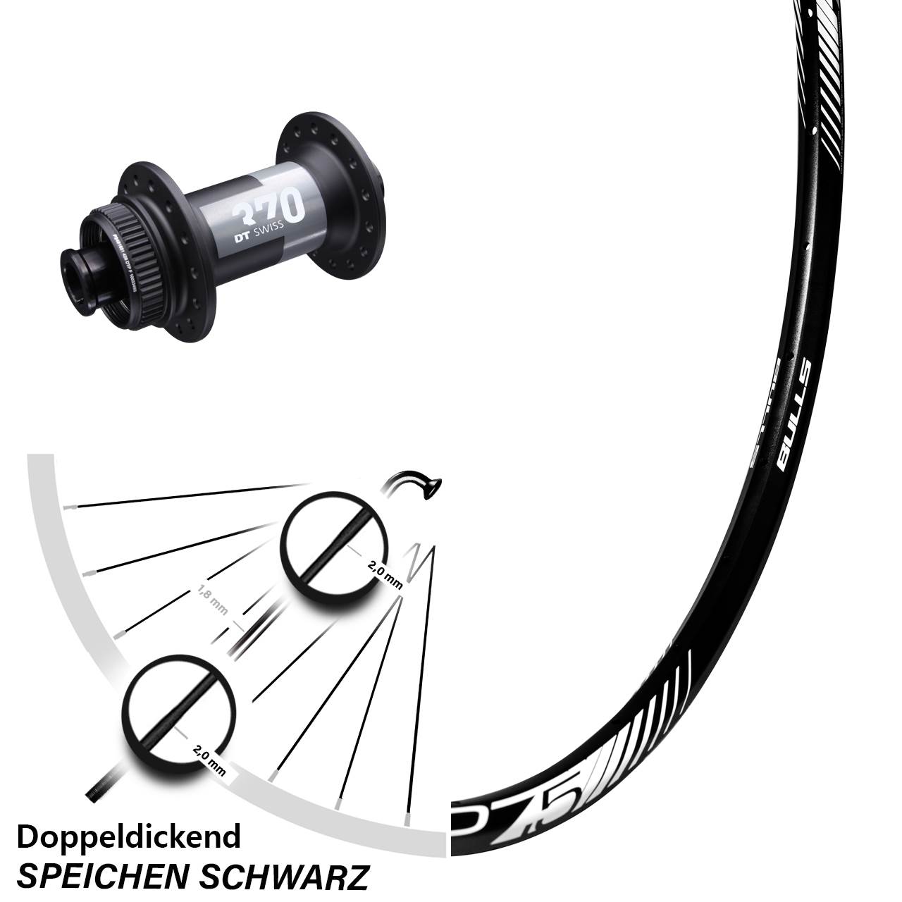 BULLS Sabre DT Swiss 370 27,5 Zoll Disc Vorderrad 15x100