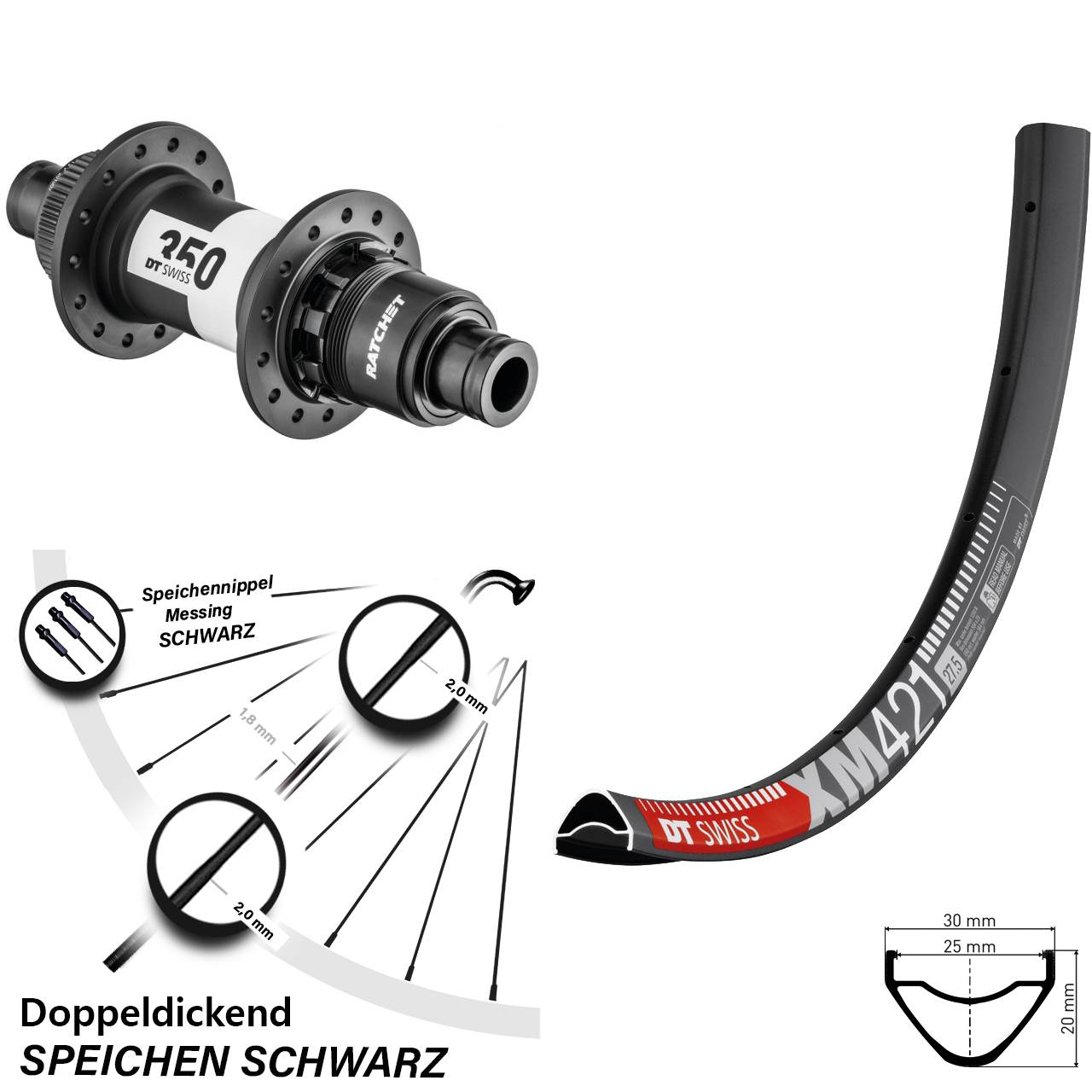 27,5 Zoll Hinterrad DT Swiss XM 421 350 Centerlock XD 12x148
