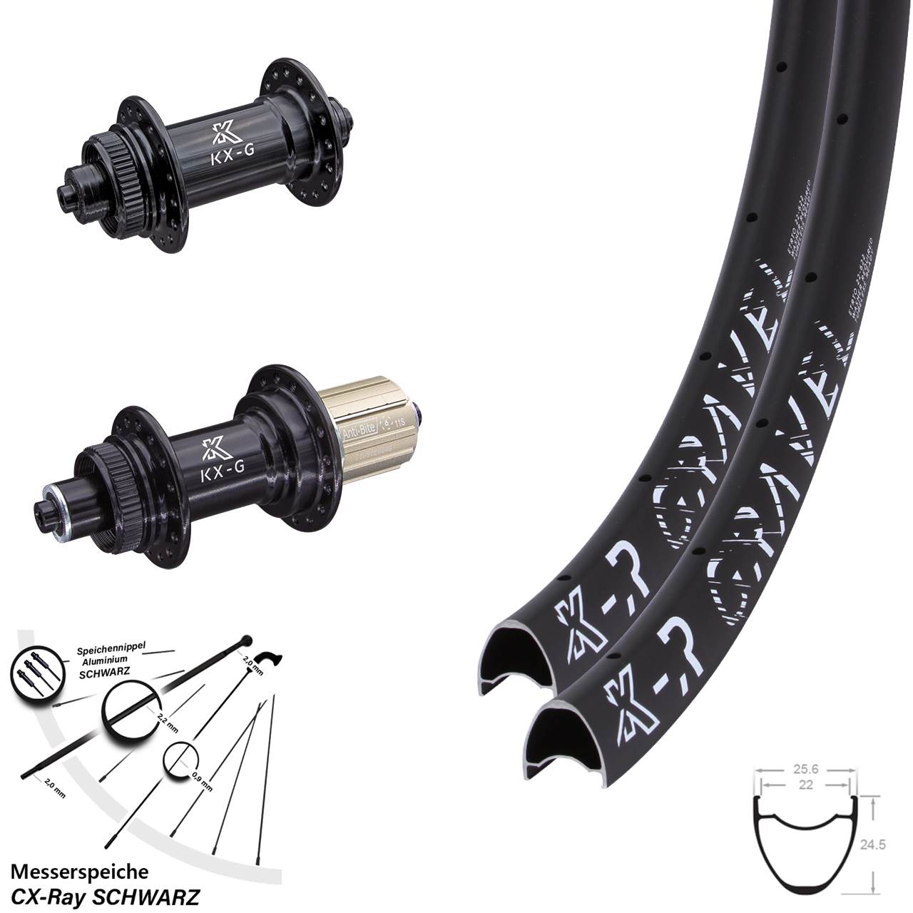 KX-R Gravel 28-29 Zoll Laufradsatz QR CX-Ray 8-12 fach HG