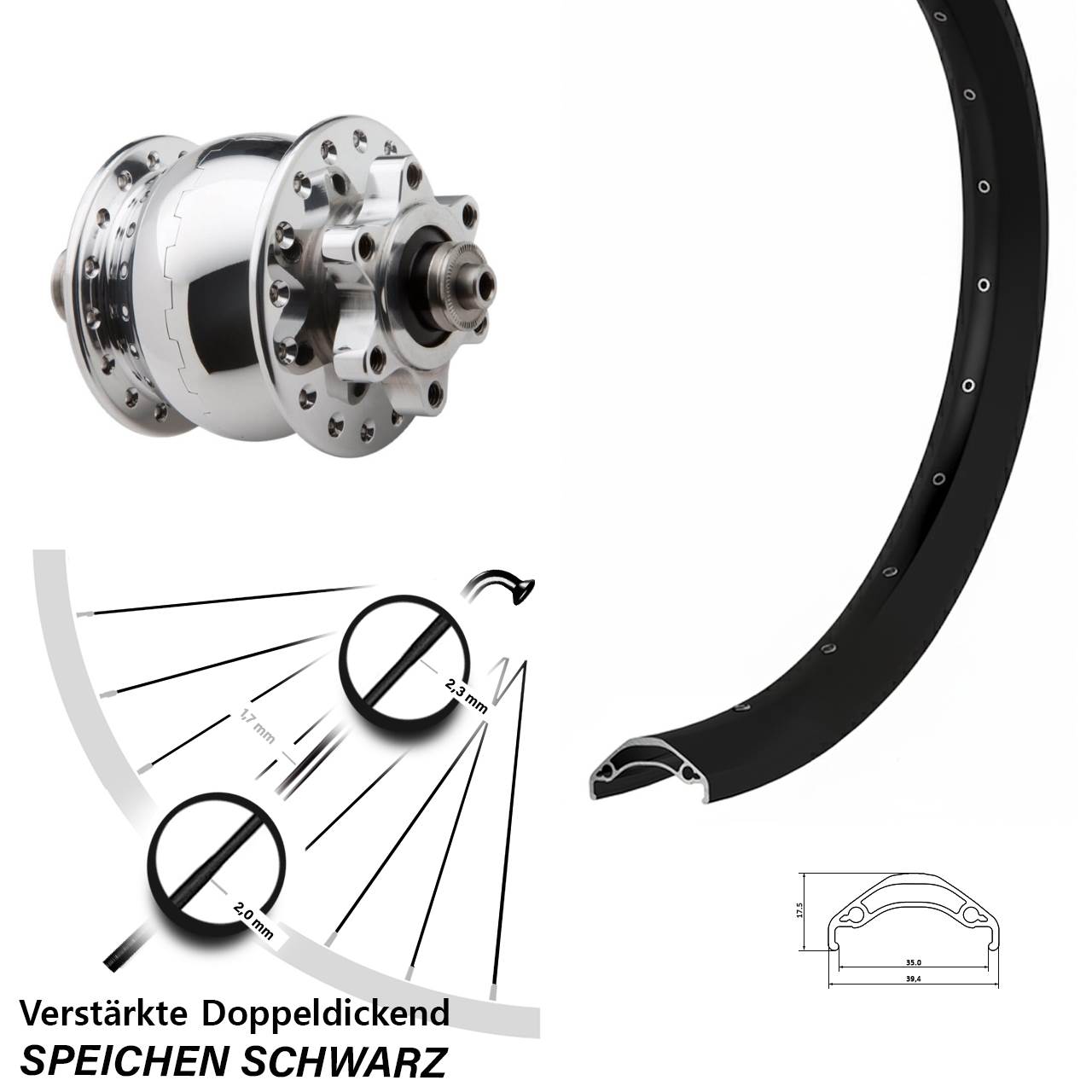 SON 28 poliert Ryde Disc 35 29 Zoll Laufrad mit Nabendynamo für Schnellspanner