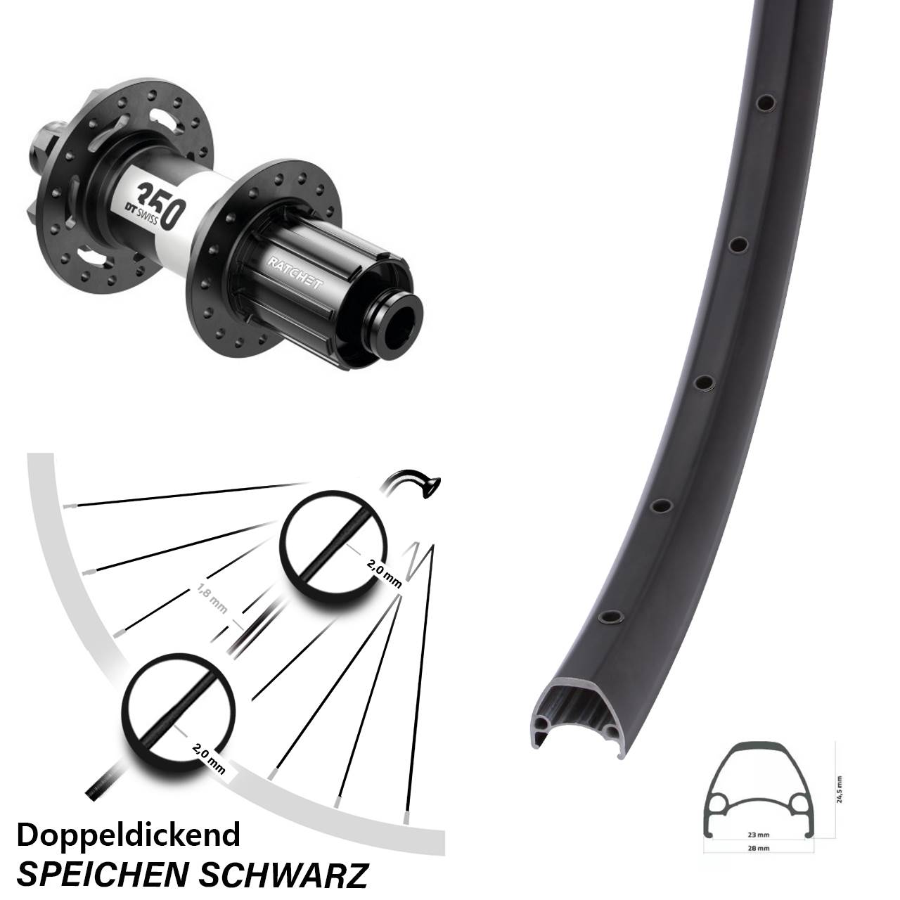 Boost Disc Hinterrad 12x148 29 Zoll Ambrosio Sport DT Swiss 350 8-11 fach
