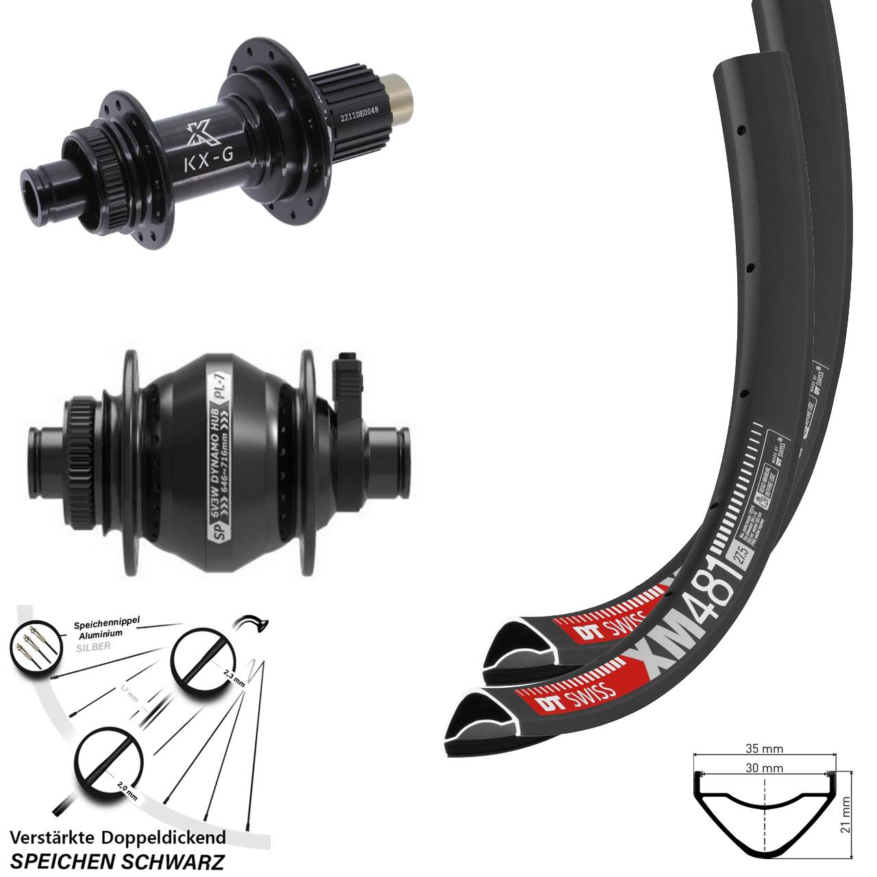 Disc Laufradsatz 27,5 Zoll DT Swiss XM481 KX-G Shutter PL-7 Micro Spline 12x100/142