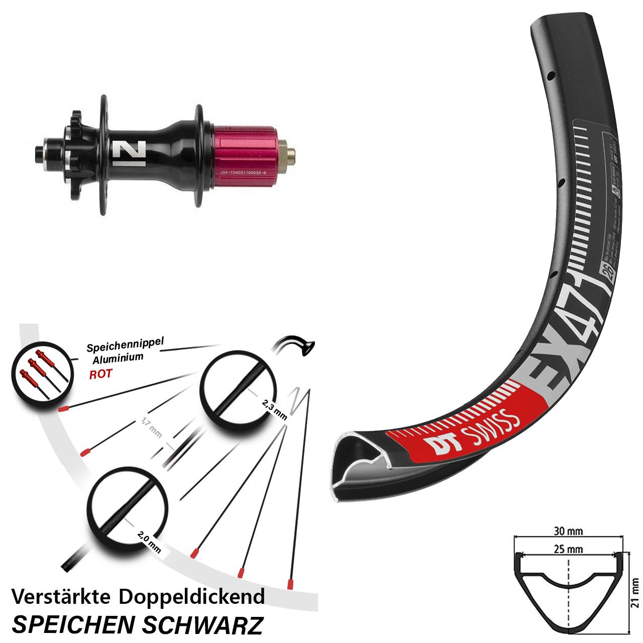 27,5 Zoll DT Swiss EX 471 Novatec D792SB Disc Laufrad für Schnellspanner 8-12 fach
