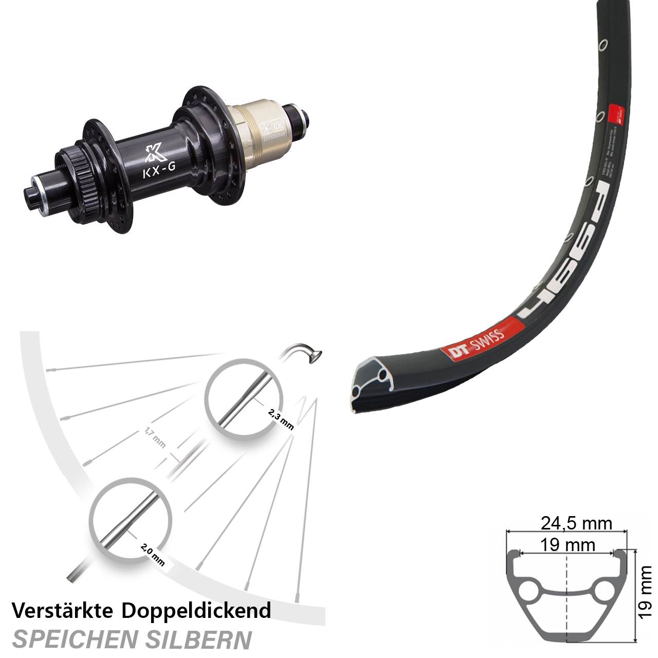 DT Swiss 466d KX-G 28 Zoll Hinterrad Centerlock QR XDR 11-12 fach