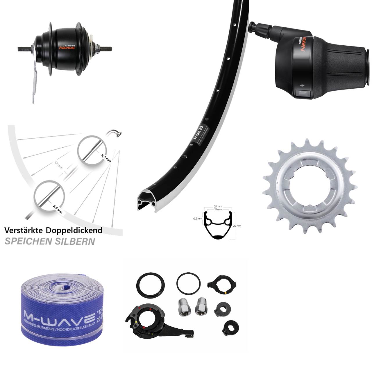 28 Zoll Hinterrad Ryde Andra 20 Shimano Nexus 8 Gang Rücktrittbremse