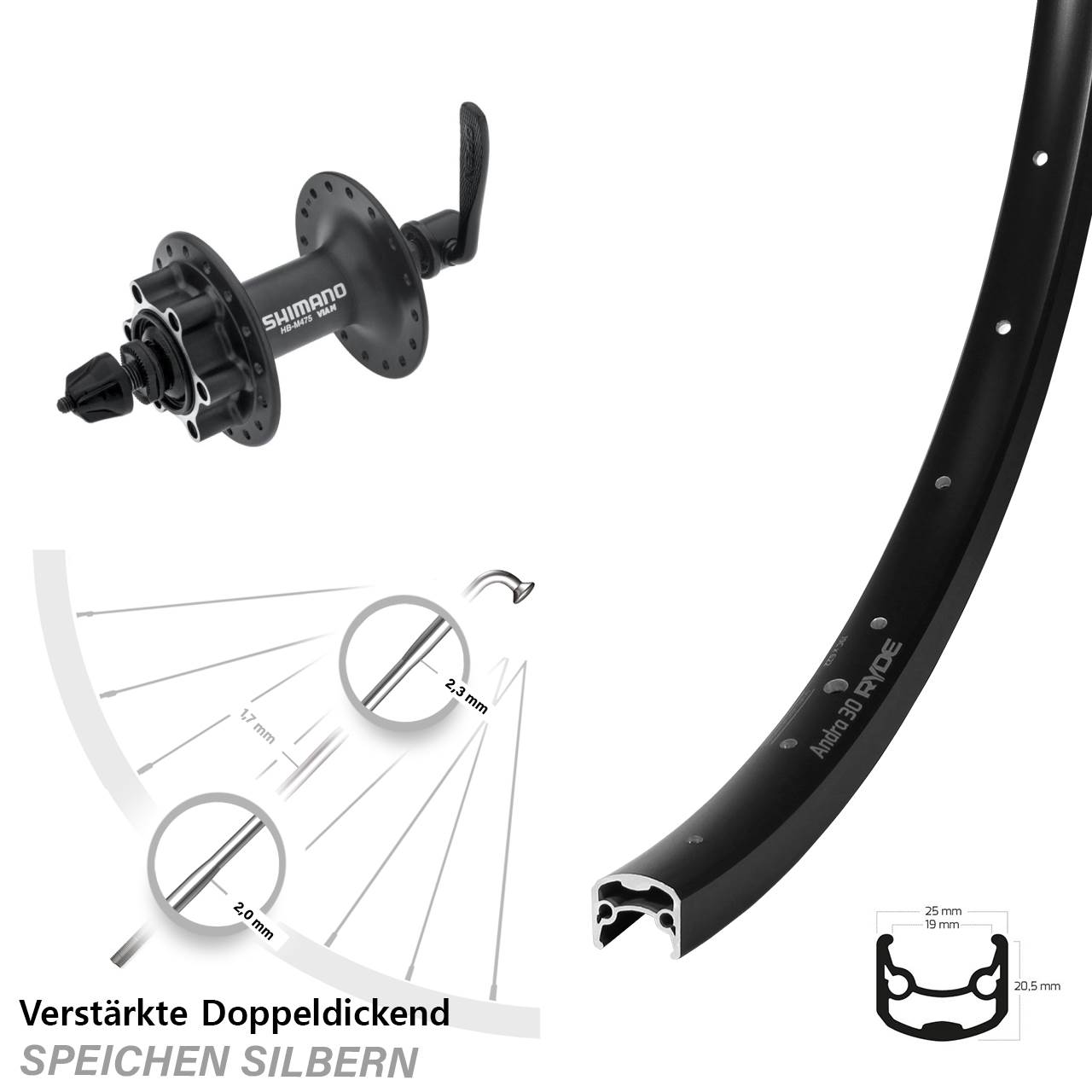 Vorderrad 6-Loch QR 28 Zoll Ryde Andra 30 Shimano Alivio