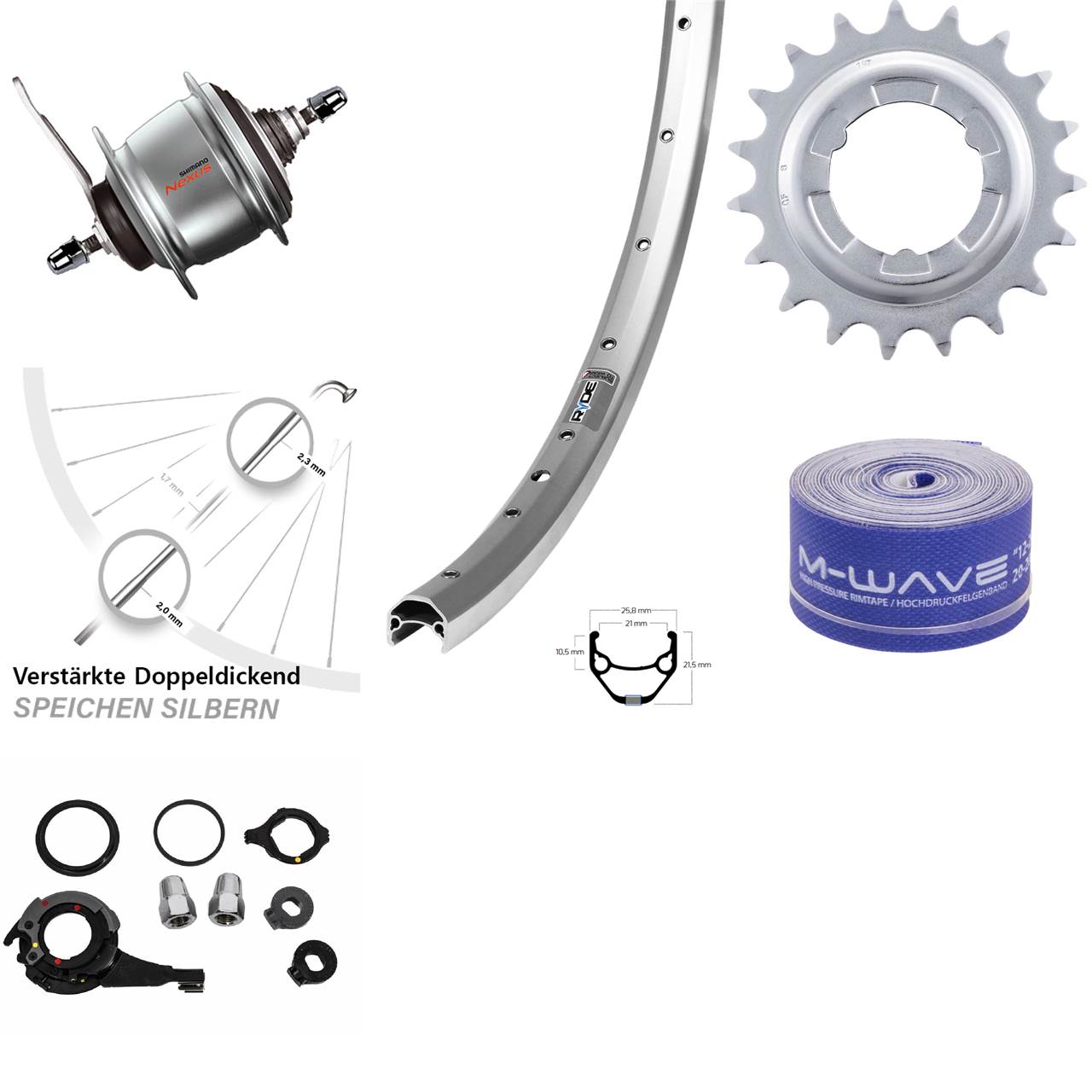 27,5 Zoll Ryde Zac 421 Shimano Nexus 8 Gang Hinterrad mit Rücktrittbremse