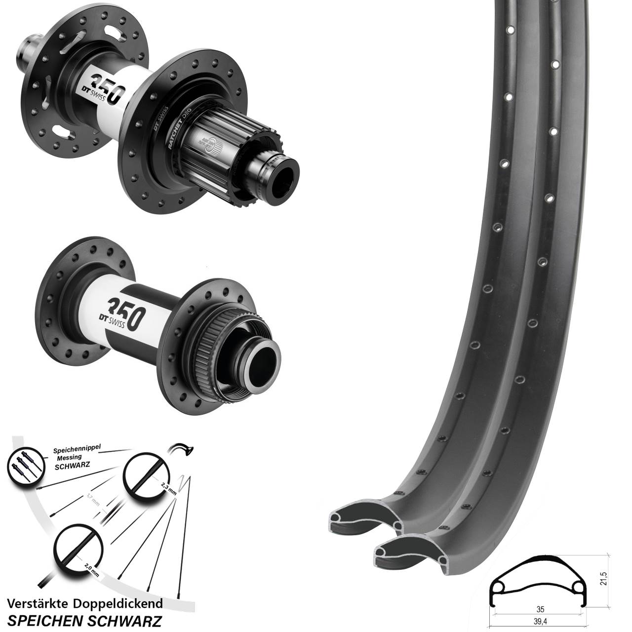 29 Zoll Ambrosio E35 DT Swiss 350 DEG 72 Centerlock Laufradsatz Boost Micro Spline