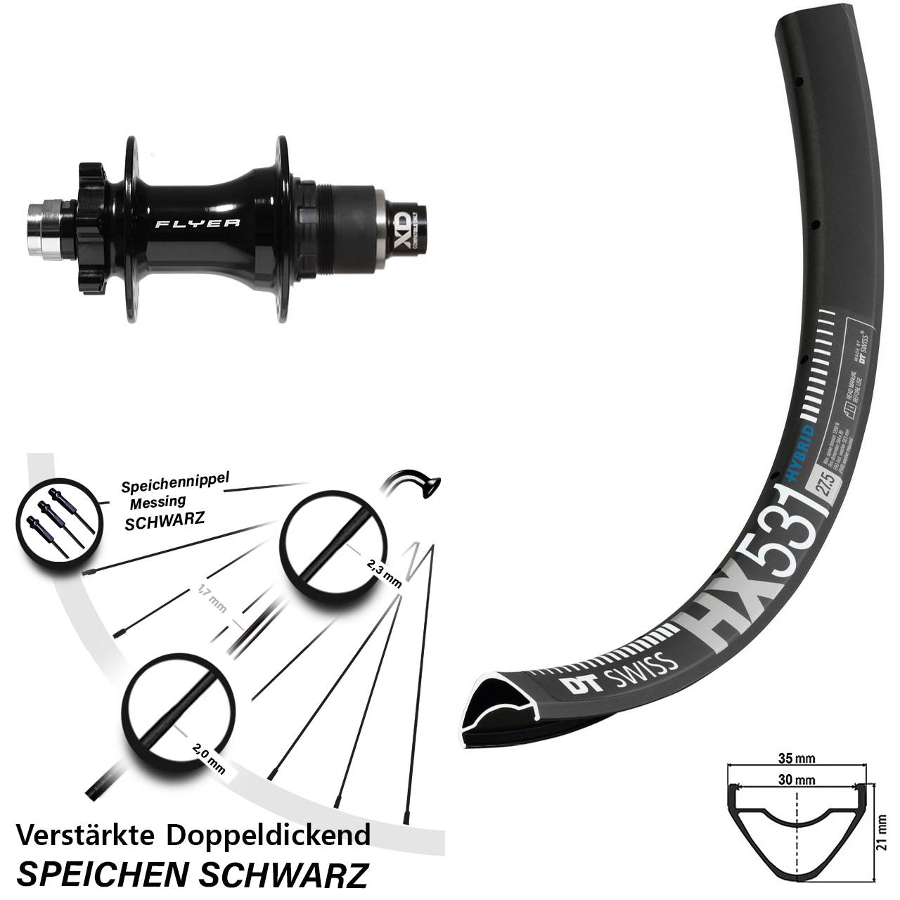 29 Zoll DT Swiss HX 531 Formula DHT142 Disc Hinterrad 12x142 SRAM XD