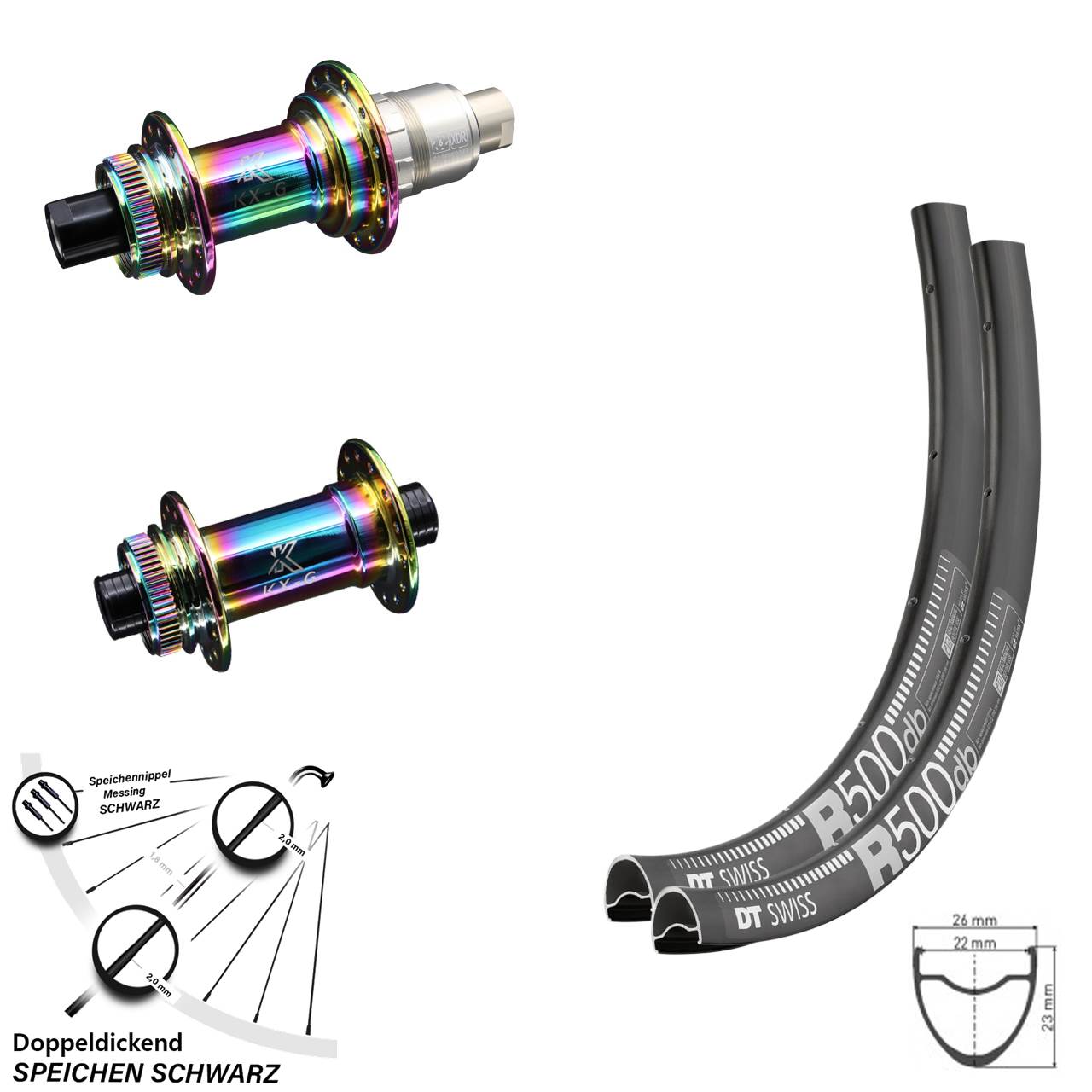 DT Swiss R 500 Road Disc Centerlock Laufradsatz KX-Gravel Oilslick Sram XDR Steckachse
