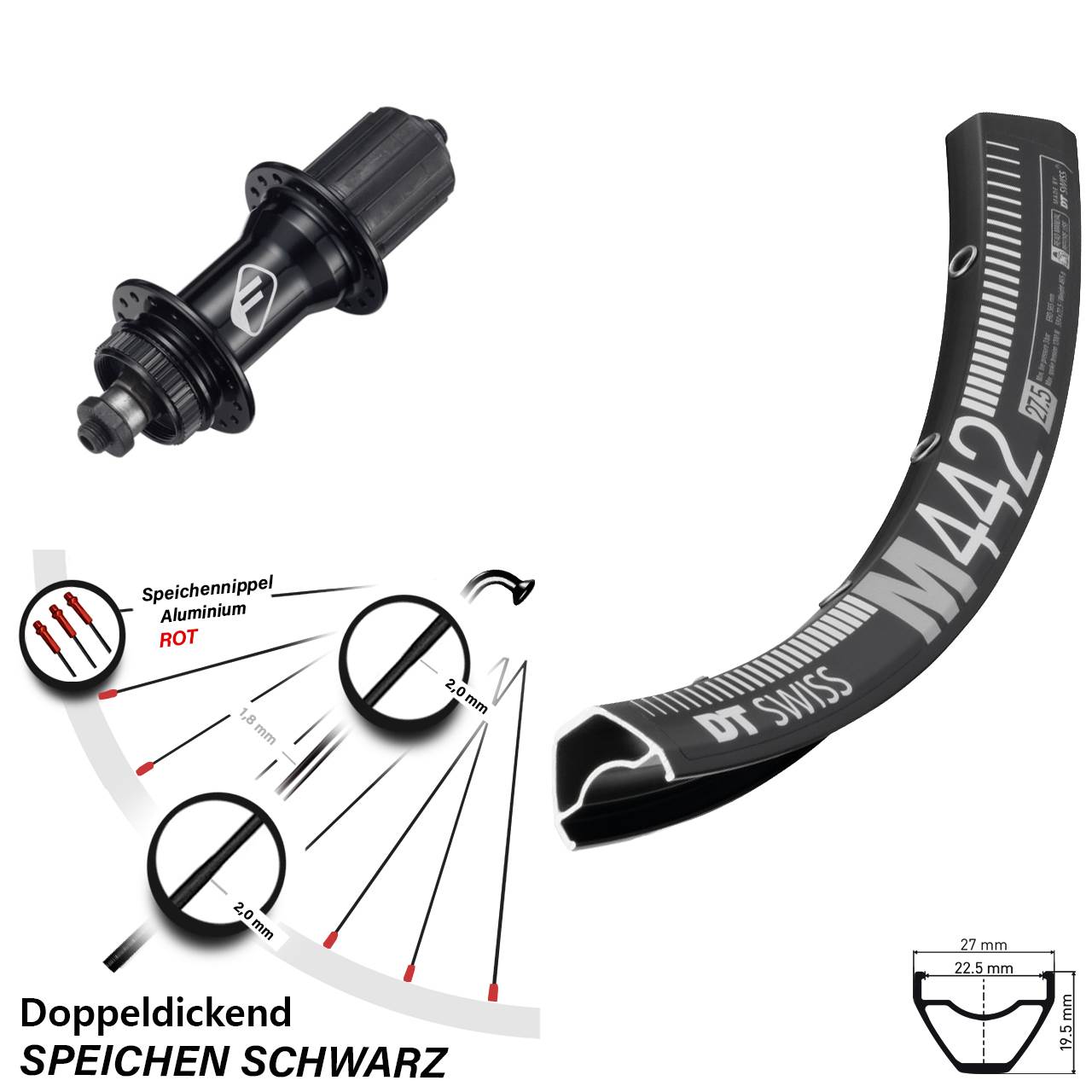 Disc Hinterrad 28-29 Zoll DT Swiss M 442 Formula CL-52 8-11 fach HG QR