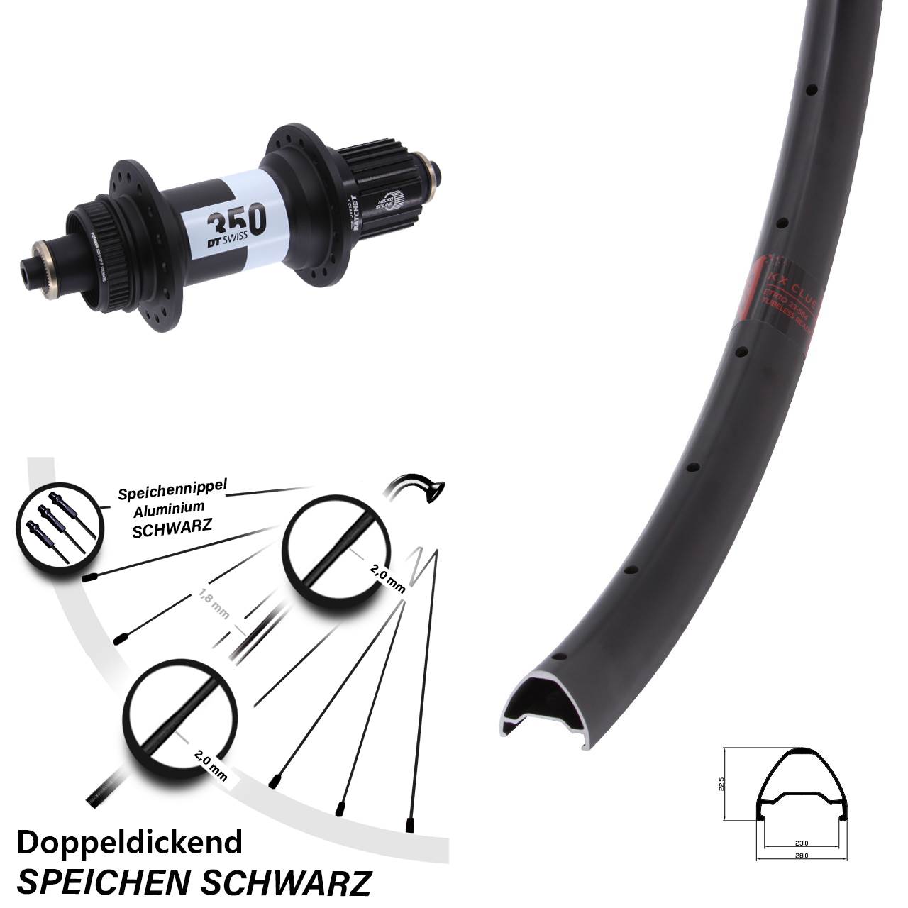 Boost Disc Laufrad QR 27,5 Zoll KX Clue DT Swiss 350 Micro Spline