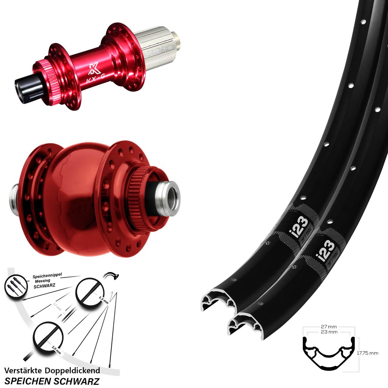 WTB i23 KX-G rot SON 28 29 Zoll Disc Laufradsatz 12x100/142 8-12 fach HG
