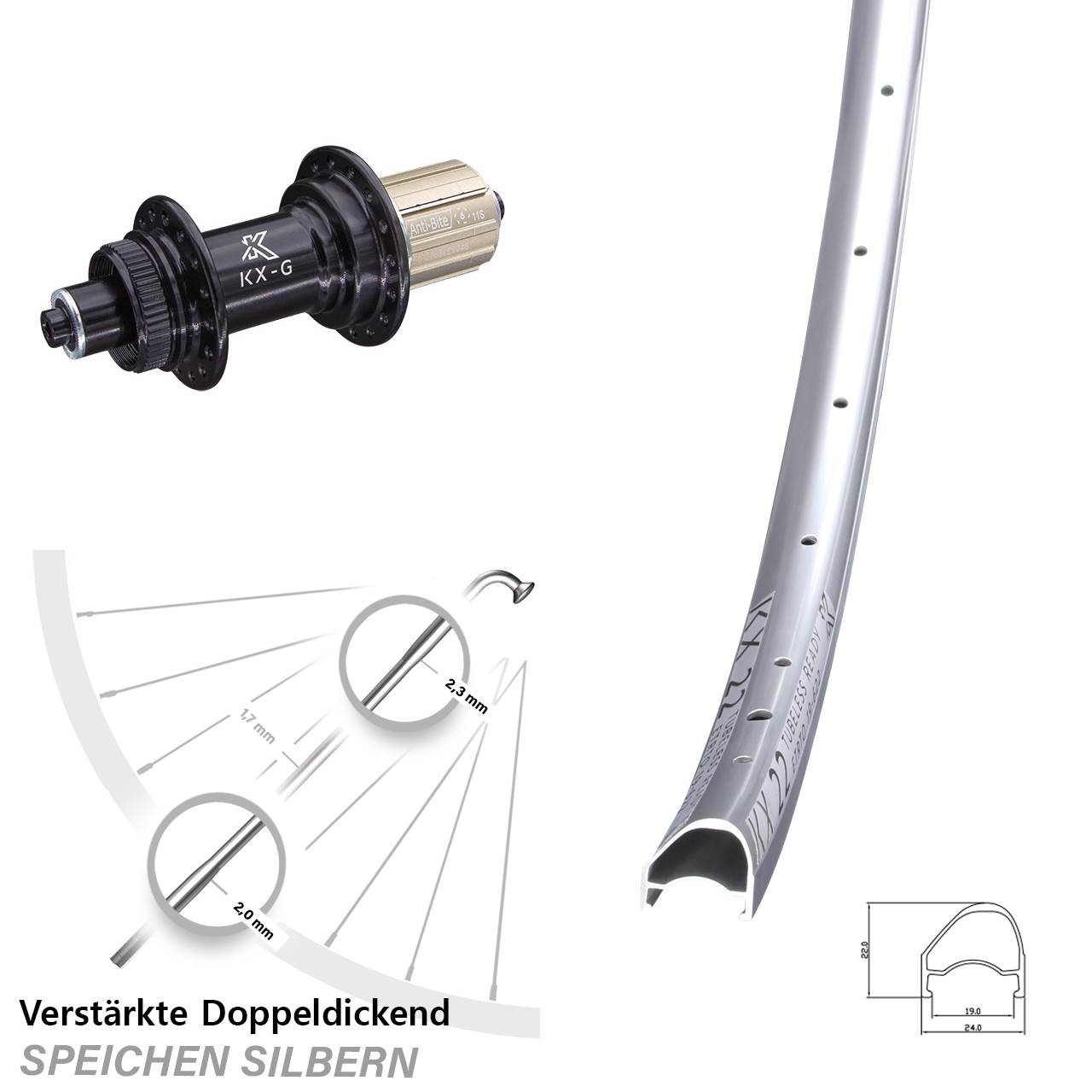 Hinterrad 28 Zoll KX-G 22 OS 8-12 fach HG QR
