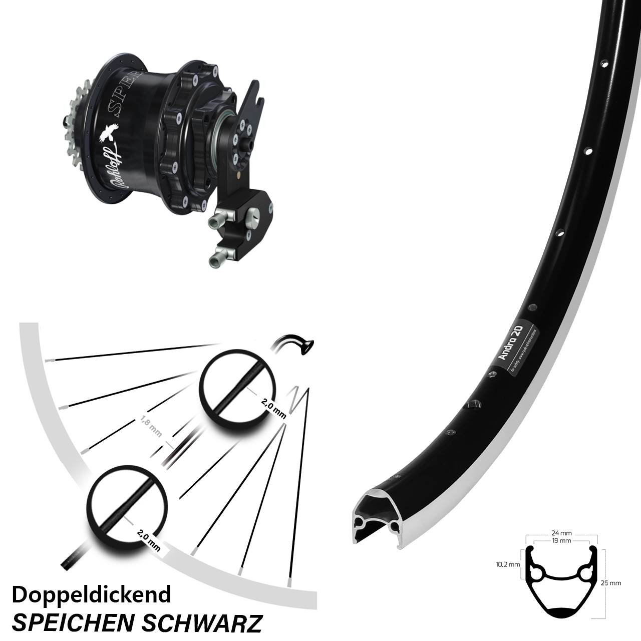 Rohloff Speedhub 500/14 28 Zoll Hinterrad Ryde Andra 20