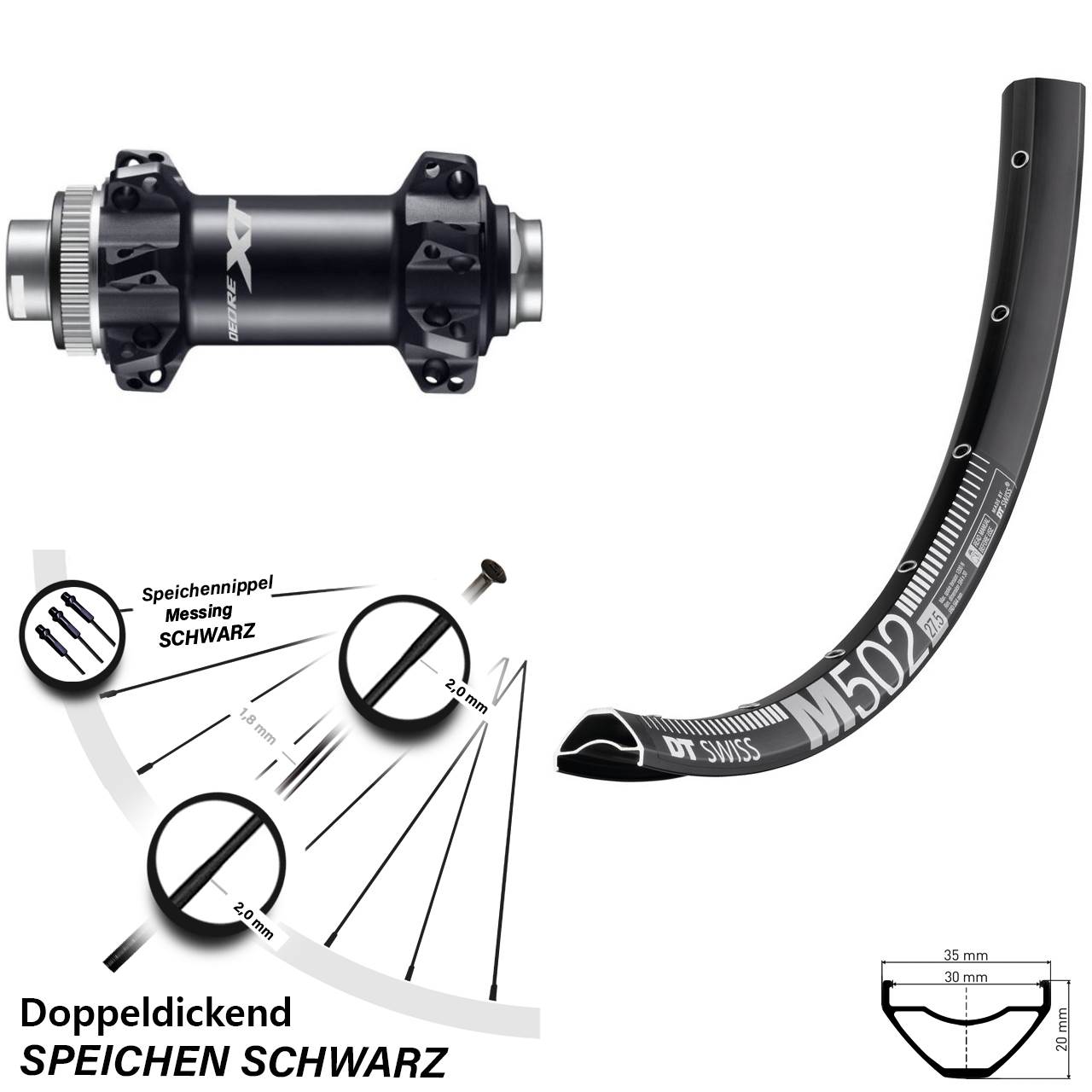 DT Swiss M 502 Vorderrad 29 Zoll Shimano HB-M8110-B Boost