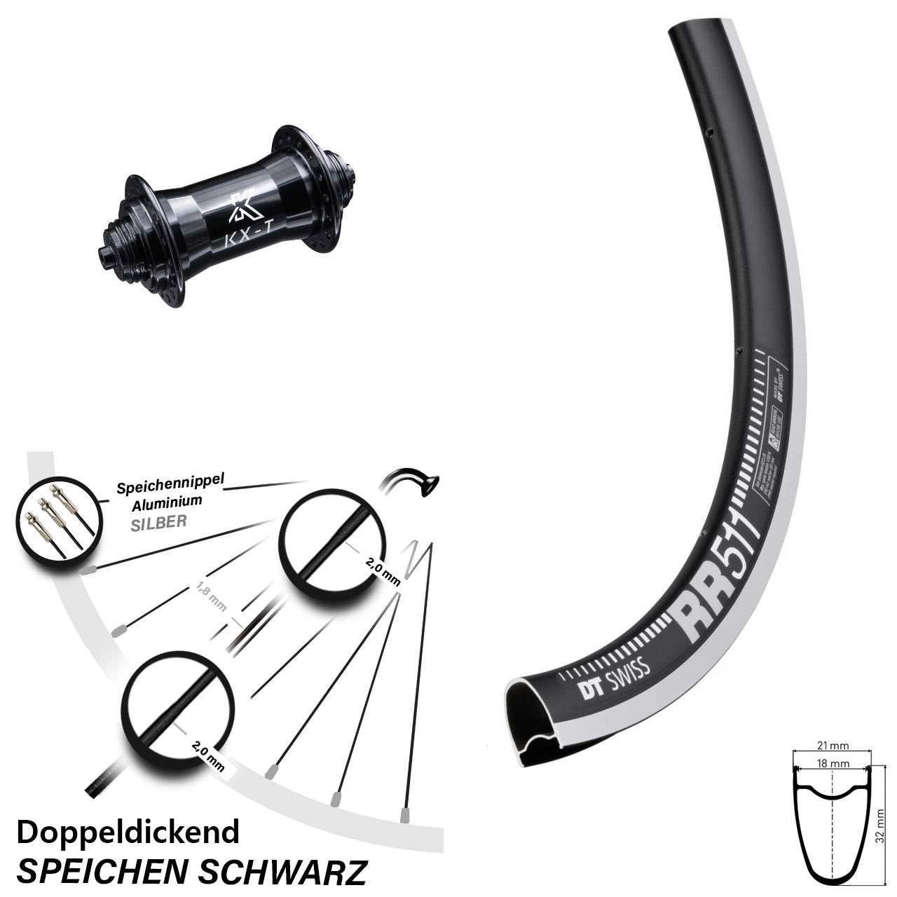 Vorderrad 28 Zoll DT Swiss RR511 KX-T