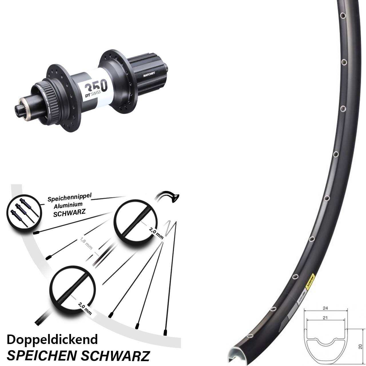Disc Laufrad QR 28 Zoll Mavic XC 621 DT Swiss 350 11-12 fach