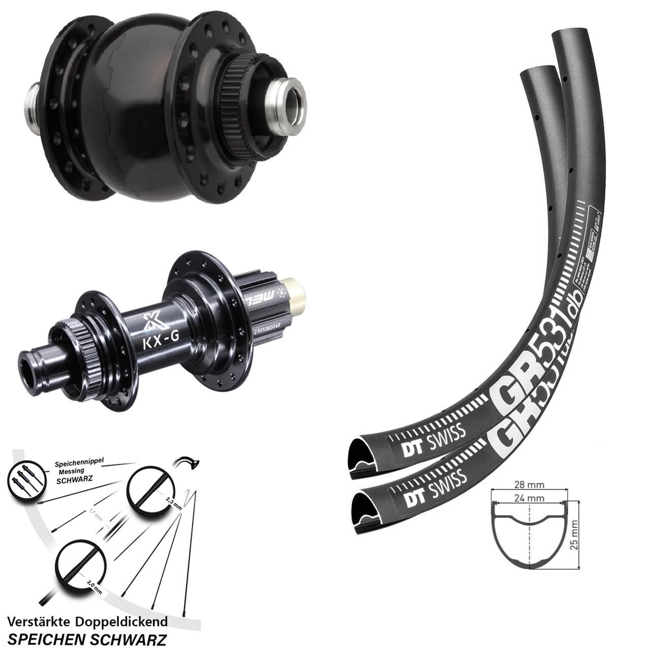Centerlock Laufradsatz 27,5 Zoll DT Swiss GR 531 KX-G SON 28 Campa N3W 12x100/142