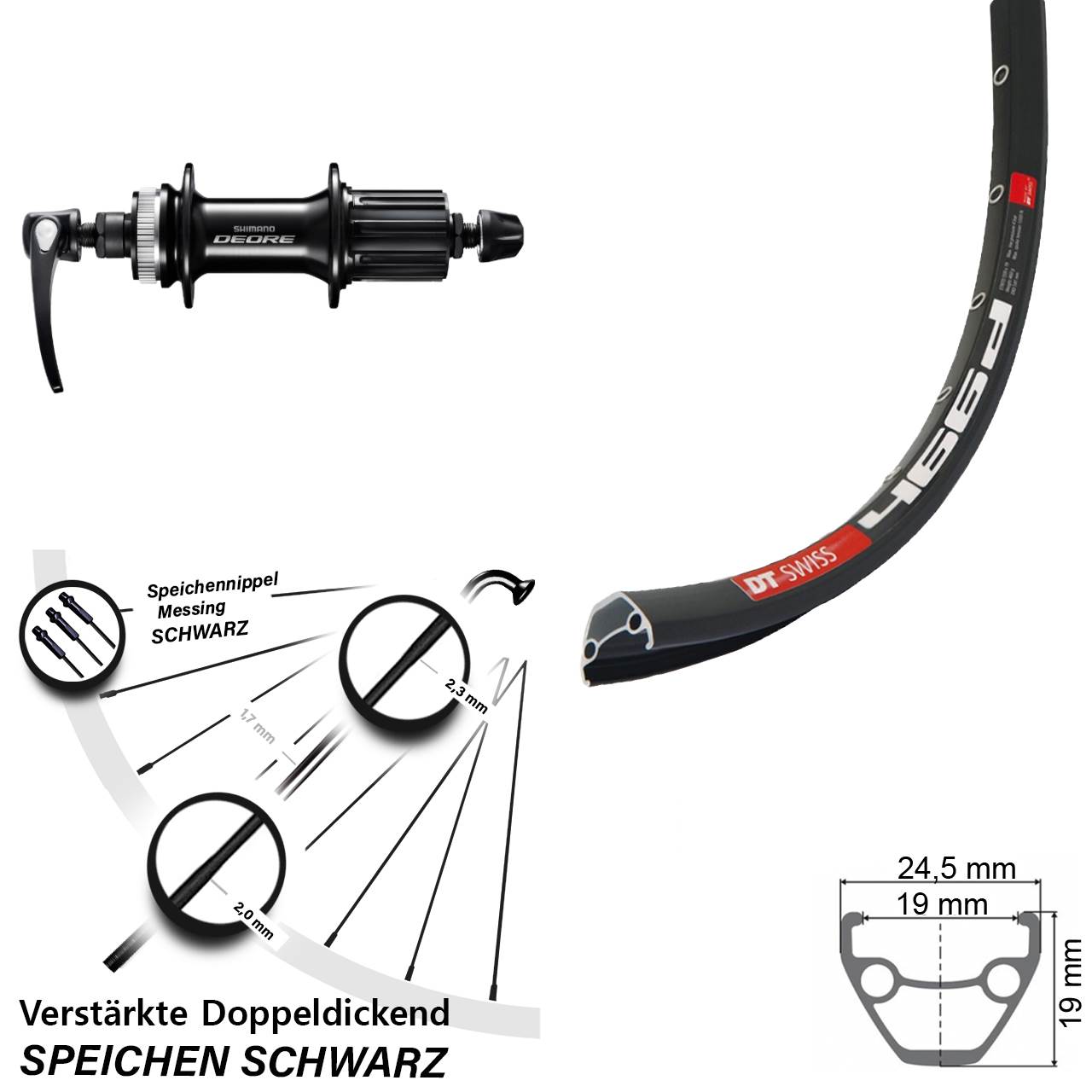 Disc Laufrad 28-29 Zoll DT Swiss 466 Shimano Deore M6000 QR 8-11 fach