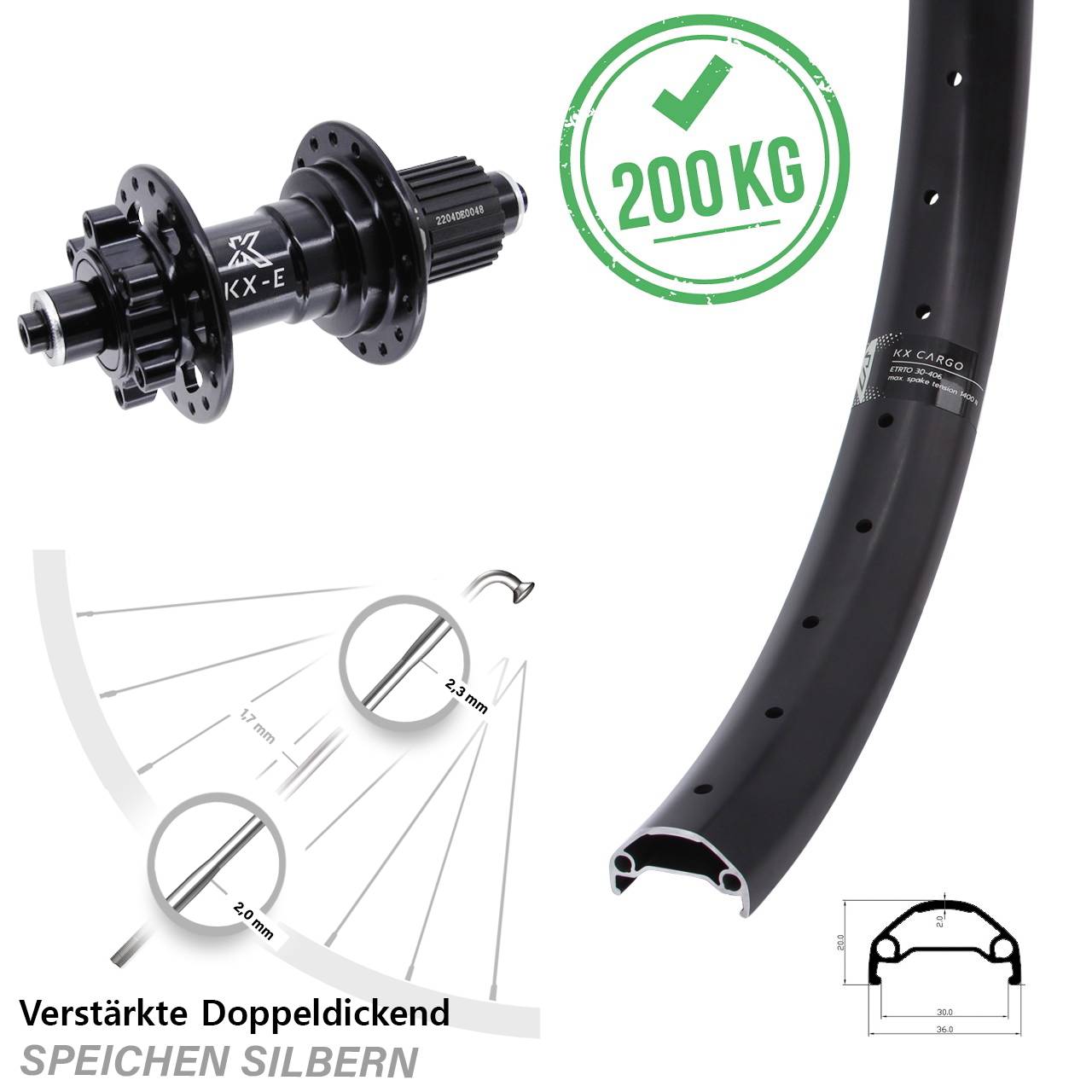KX-E Cargo 29 Zoll Disc Hinterrad QR Shimano Micro Spline