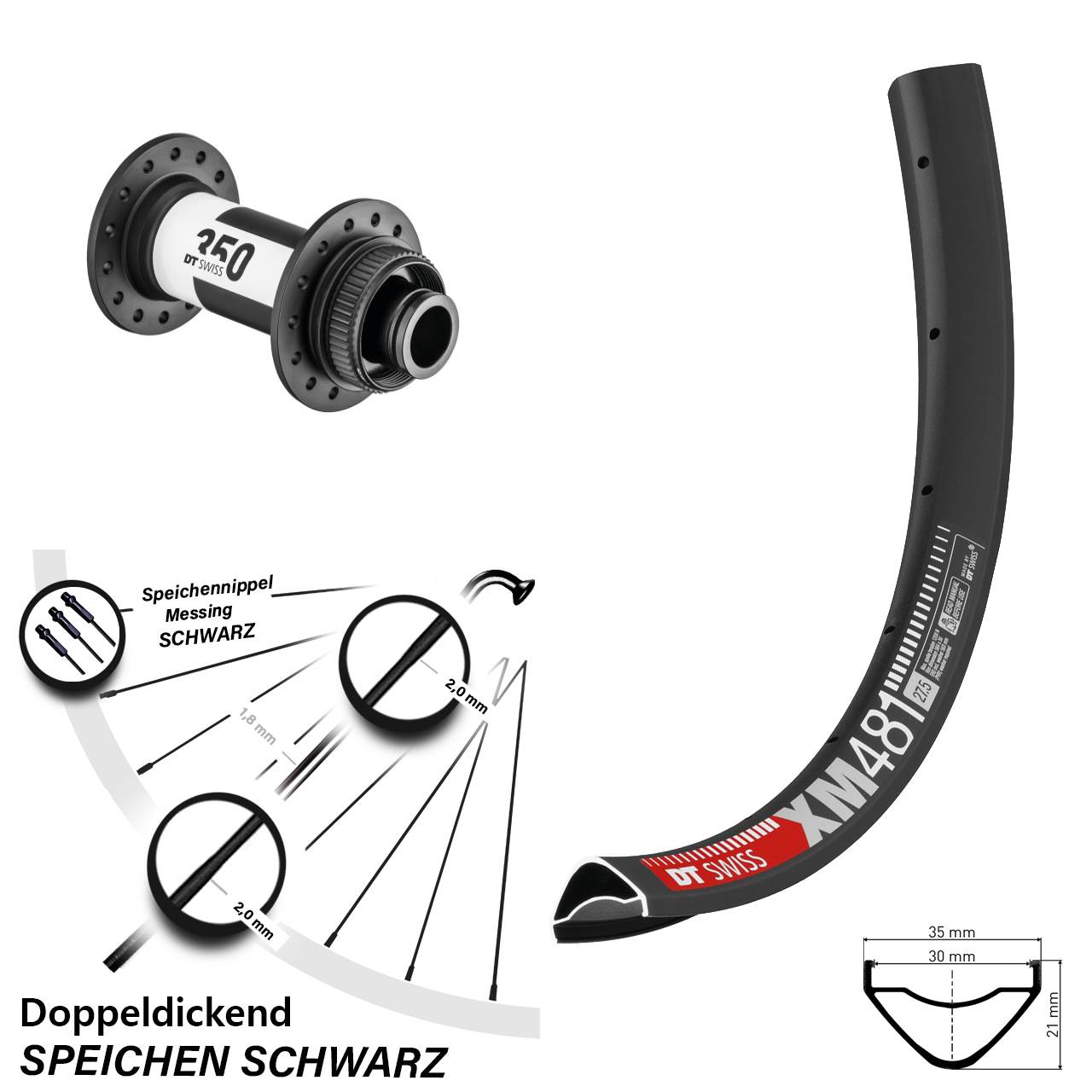 27,5 Zoll DT Swiss XM481 350 Centerlock Vorderrad 15x100