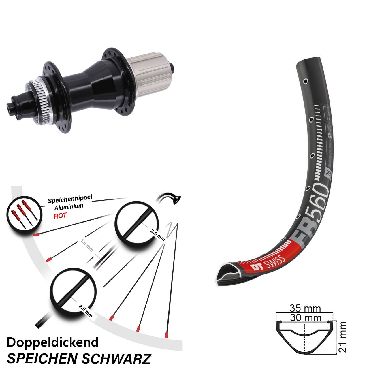DT Swiss FR560 Novatec CL135 26 Zoll Centerlock Hinterrad QR 8-12 fach