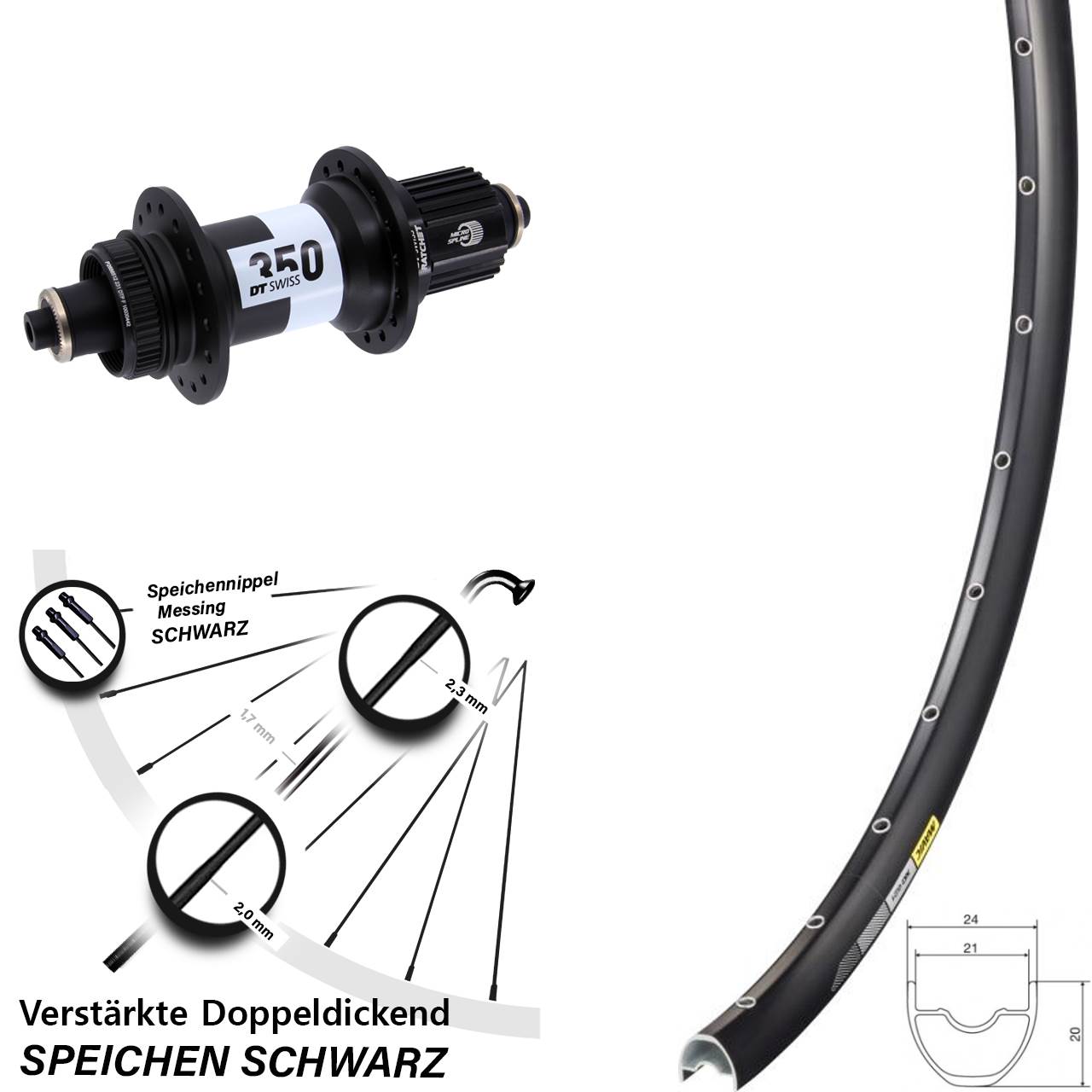 Centerlock Hinterrad QR 28 Zoll Mavic XC621 DT Swiss 350 Micro Spline