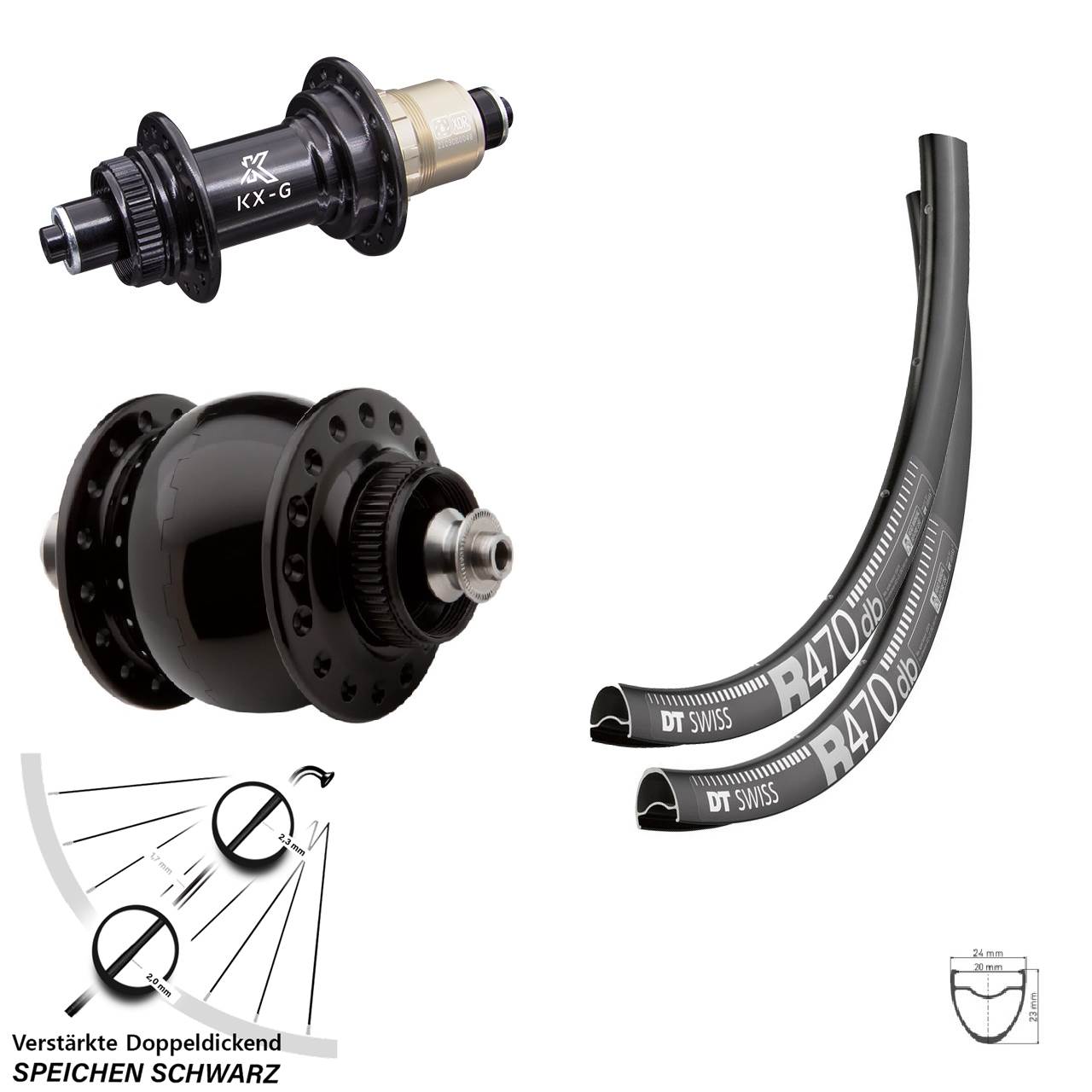 Disc Laufrad-Satz 28 Zoll DT Swiss R470 KX-G SONdelux SRAM XDR für Schnellspanner