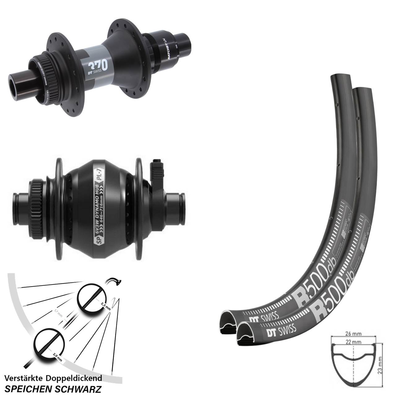 DT Swiss R500 DT Swiss 370 SP PL-7 28-29 Zoll Disc Laufradsatz 12x100/142 SRAM XDR