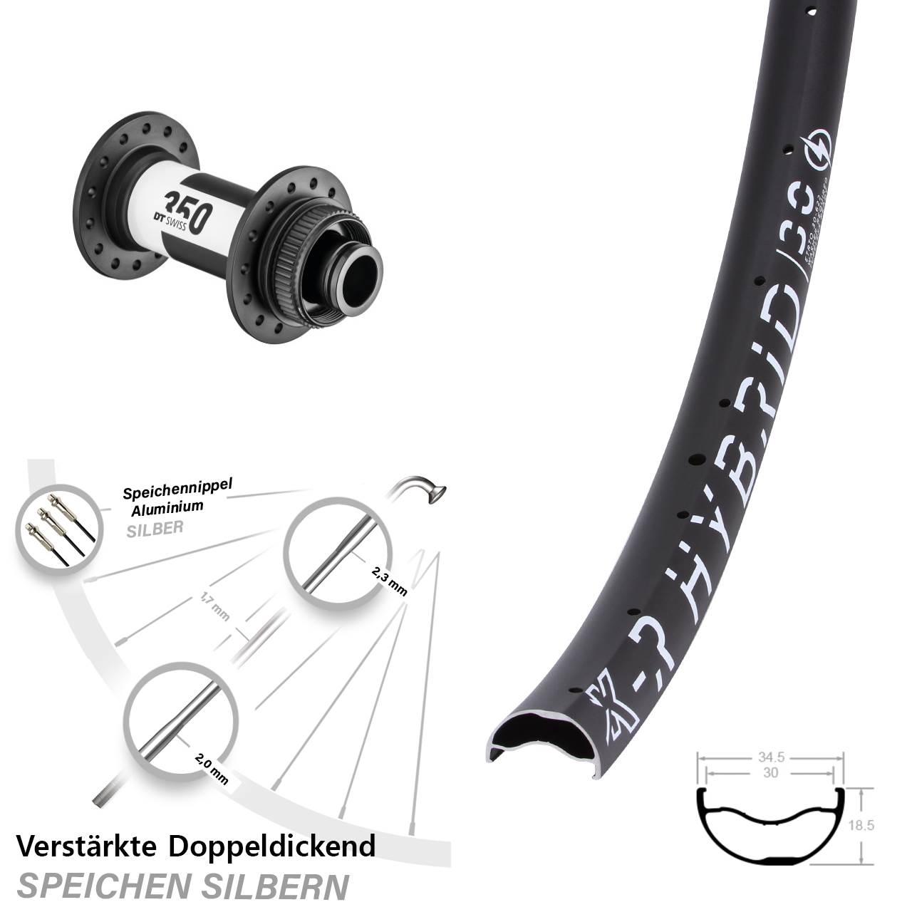 Disc Laufrad 29 Zoll KX-R Hybrid 30 DT Swiss 350 15x100