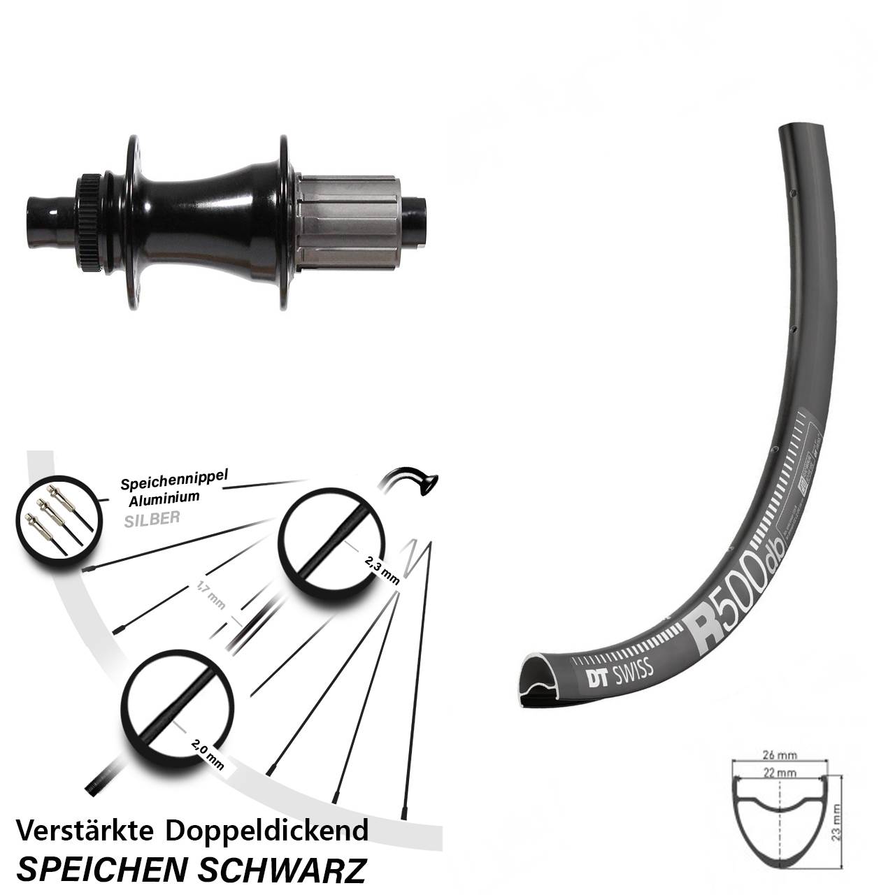 Centerlock Hinterrad 29 Zoll DT Swiss R 500 Formula CL-142S 8-11 fach HG 12x142
