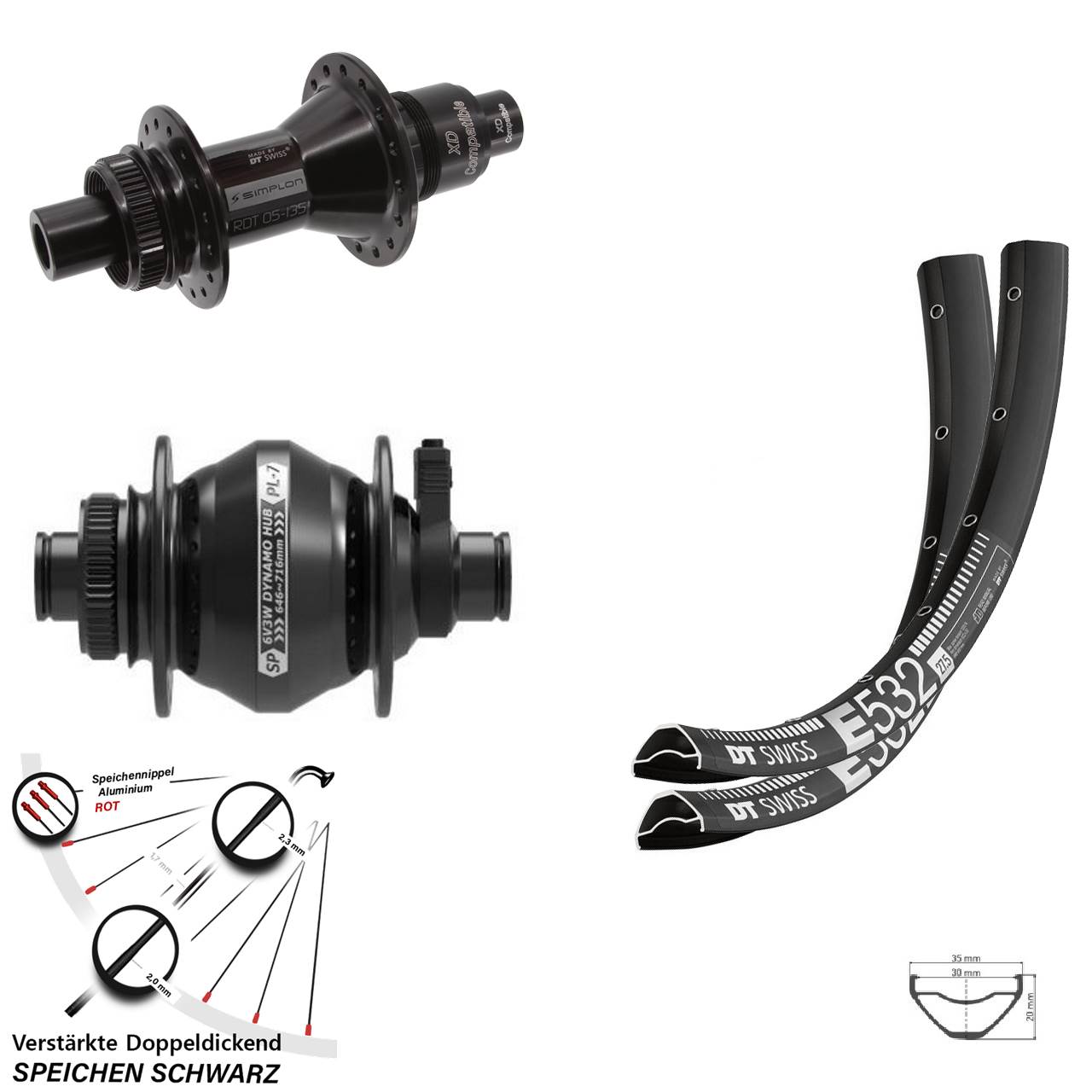 Centerlock Laufradsatz 12x100/142 27,5 Zoll DT Swiss E 532-370 Shutter PL-7 SRAM XD