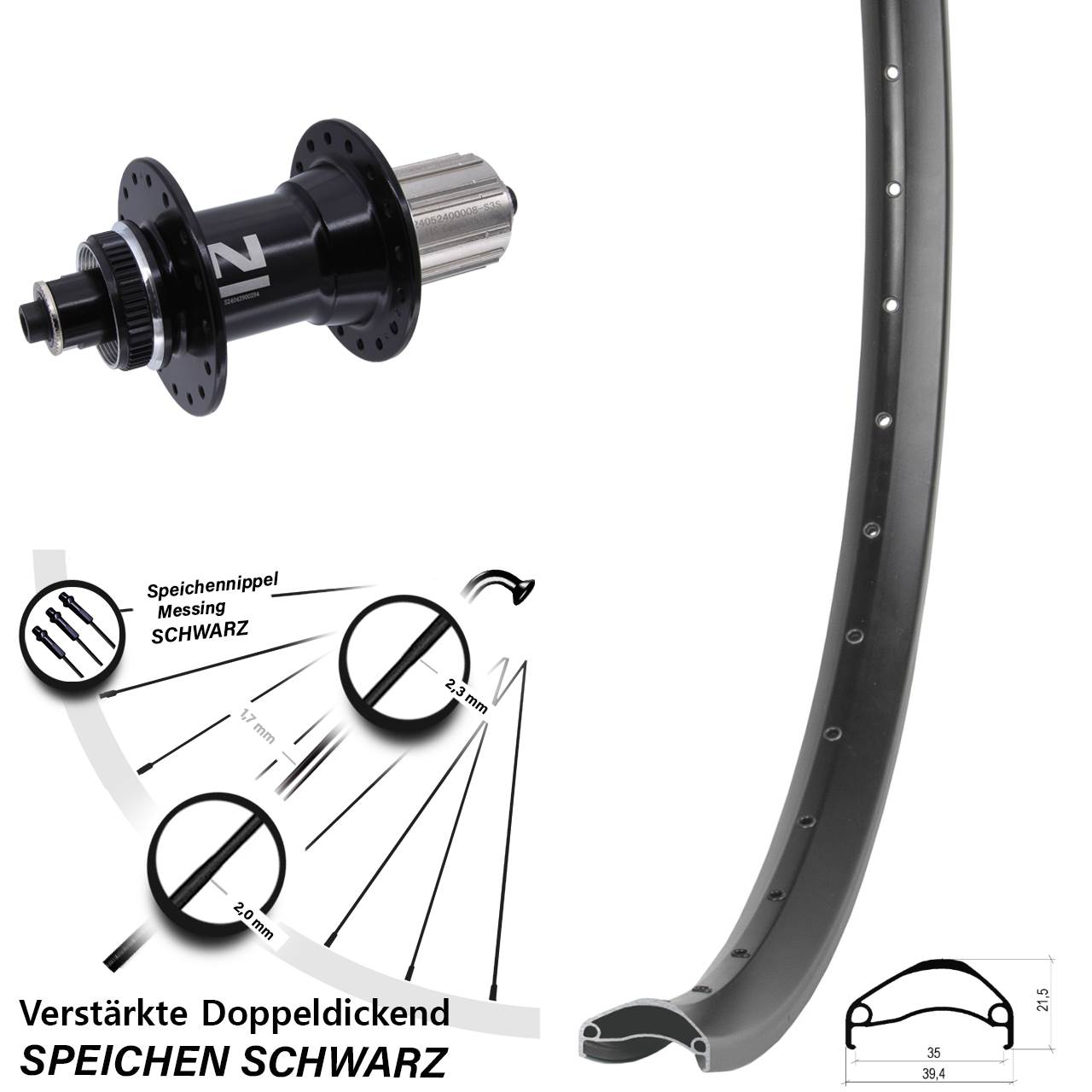 Ambrosio E35 Novatec D042 27,5 Zoll Disc Hinterrad QR 8-12 fach