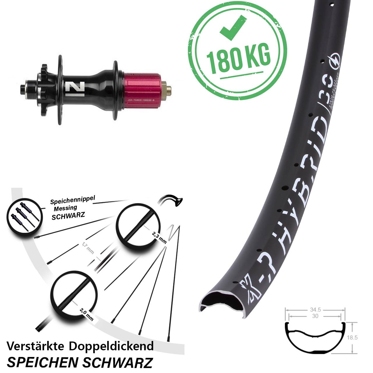 KX-R Hybrid 30 Novatec Superlight 29 Zoll Hinterrad 6-Loch für Schnellspanner 8-12 fach