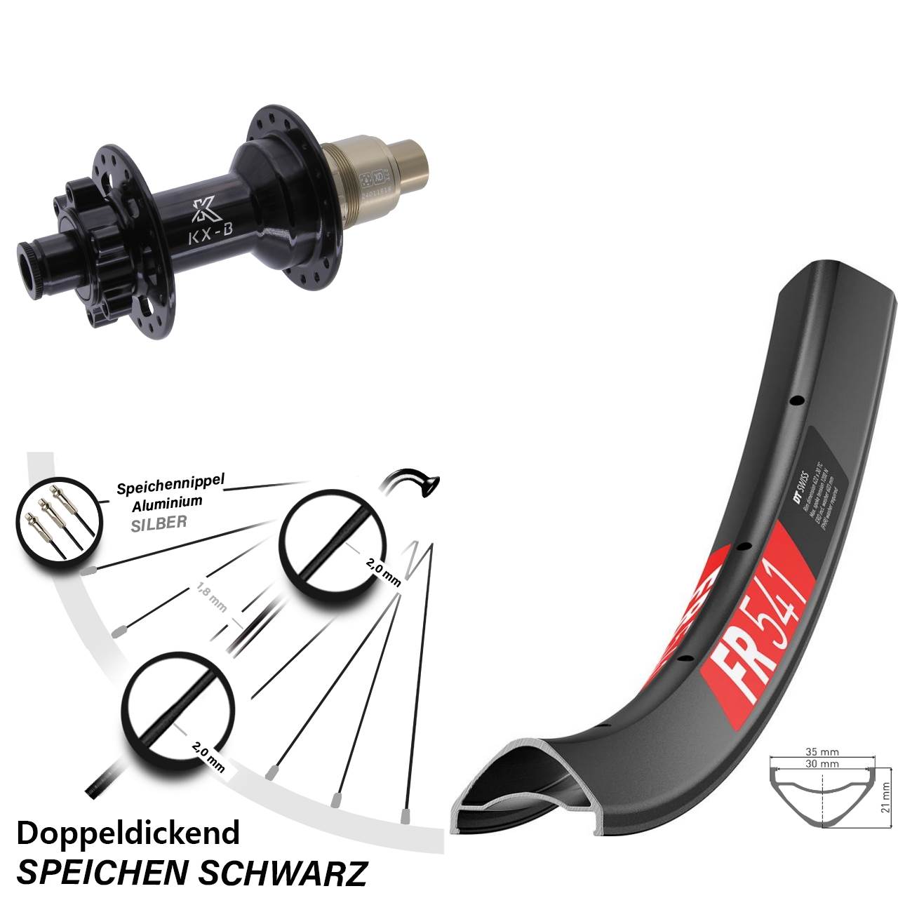 Hinterrad 27,5 Zoll DT Swiss FR 541 KX-B 6-Loch XD 12x148