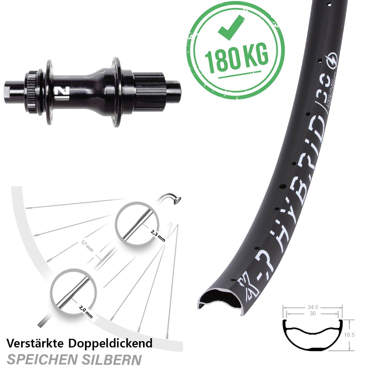 Centerlock Hinterrad 12x142 29 Zoll KX-R Hybrid 30 Novatec D792SB Shimano Micro Spline