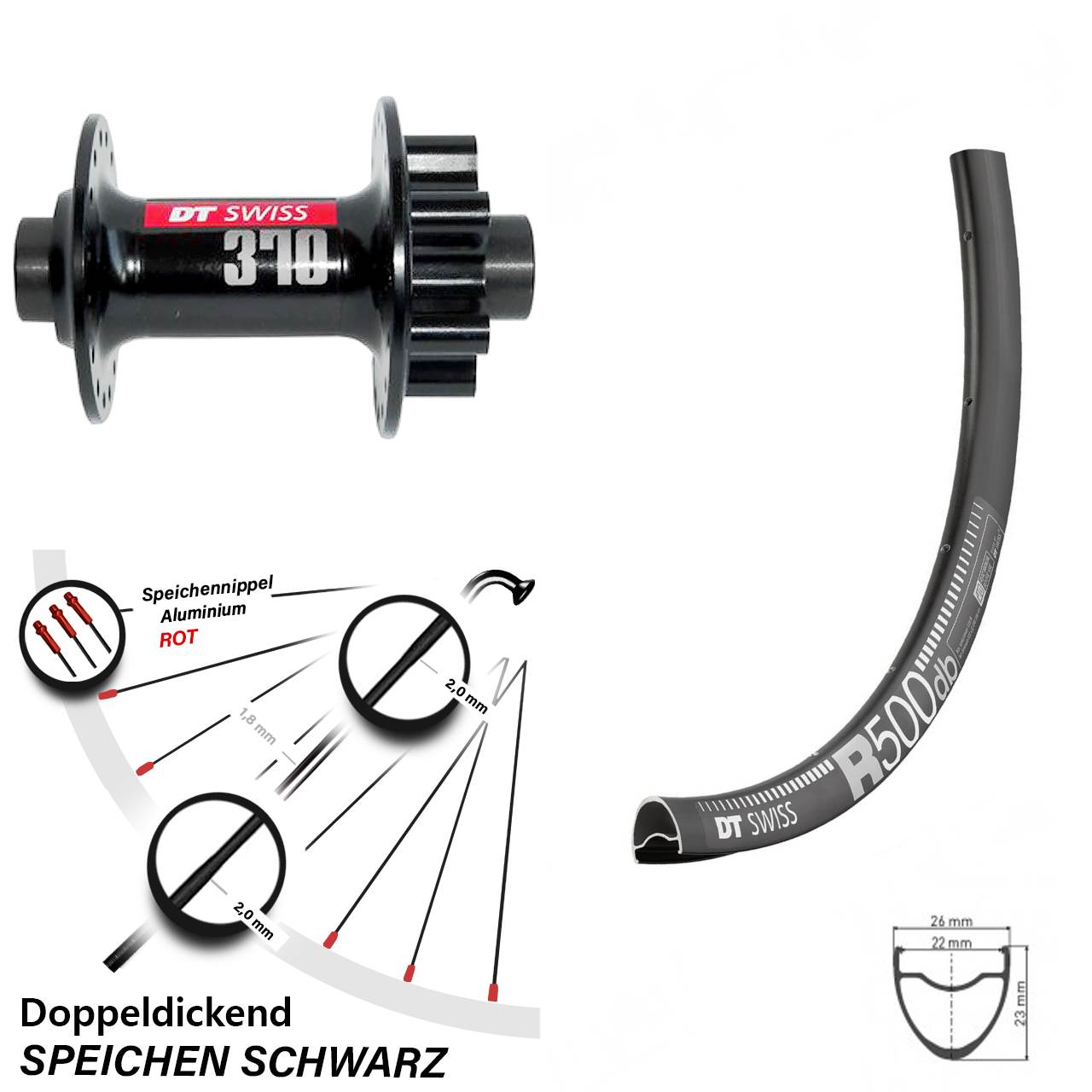 29 Zoll DT Swiss R500-370 Disc Laufrad 12x100