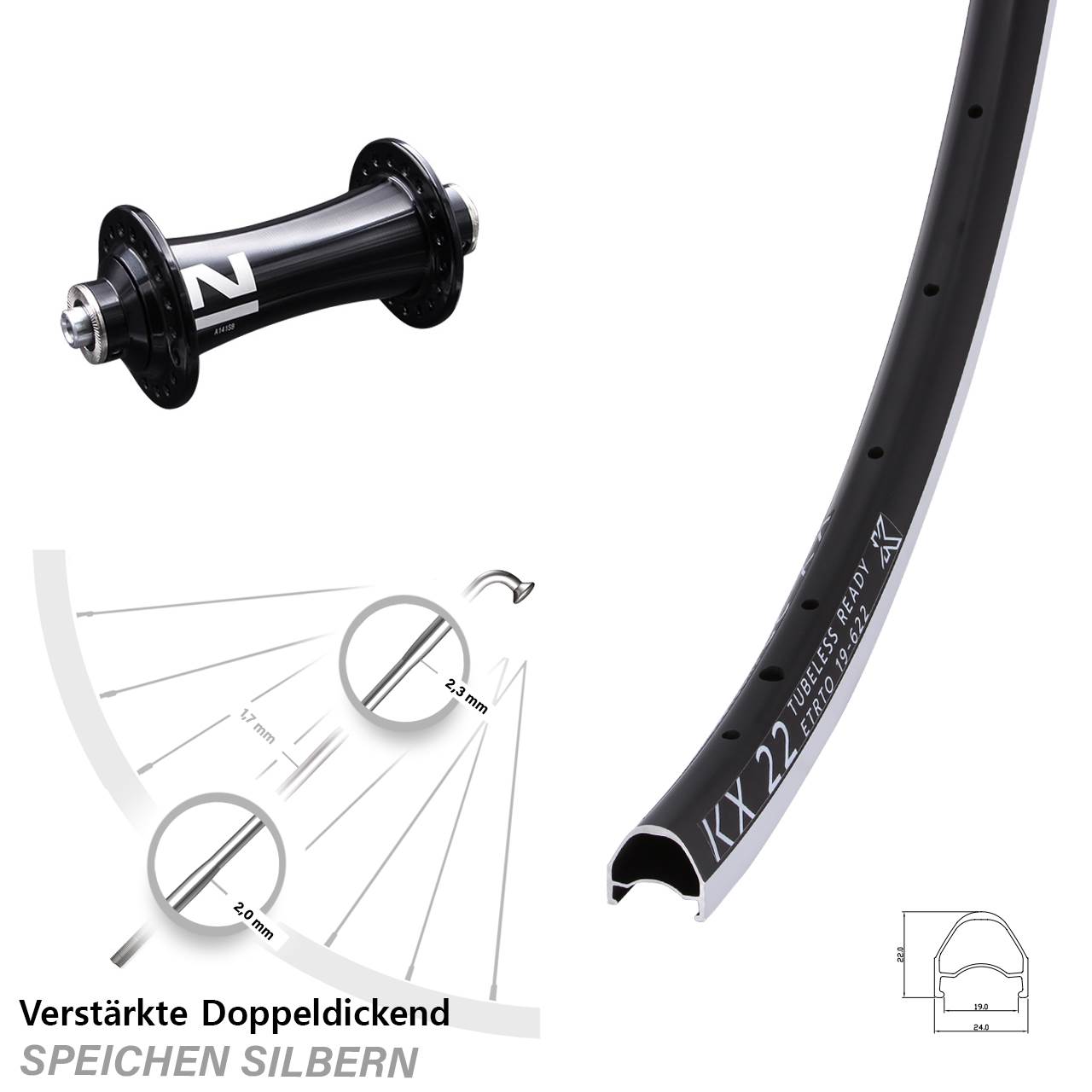 Vorderrad für Schnellspanner 28 Zoll KX 22 Novatec A-141-SB