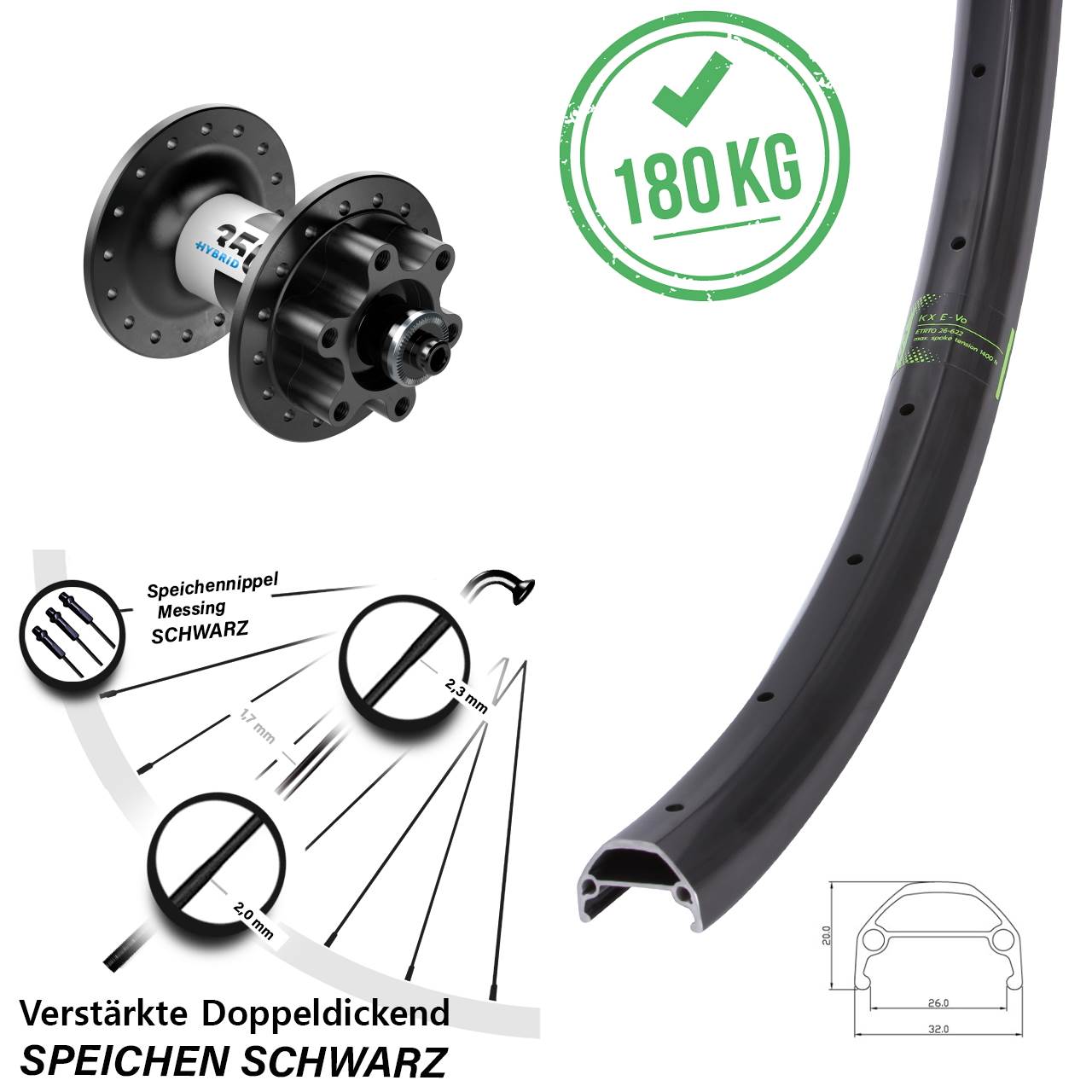 Disc Laufrad QR 26 Zoll KX Evo DT Swiss Hybrid 350