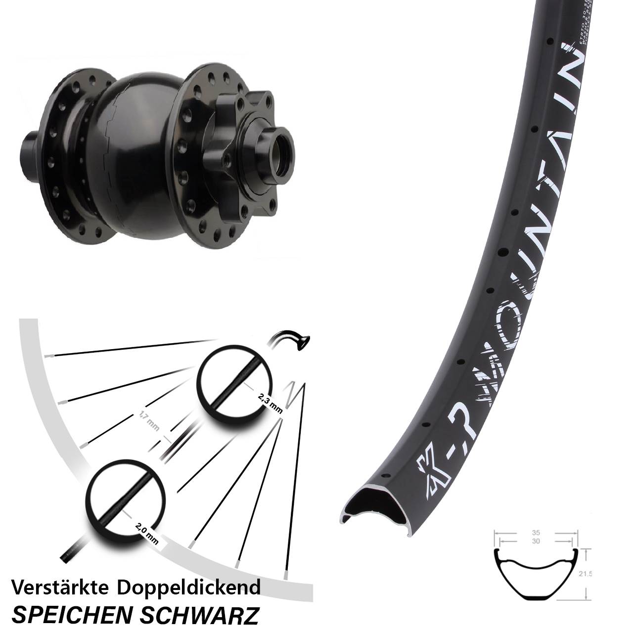 SON 28 KX-R Mountain 29 Zoll 6-Loch Nabendynamo-Vorderrad