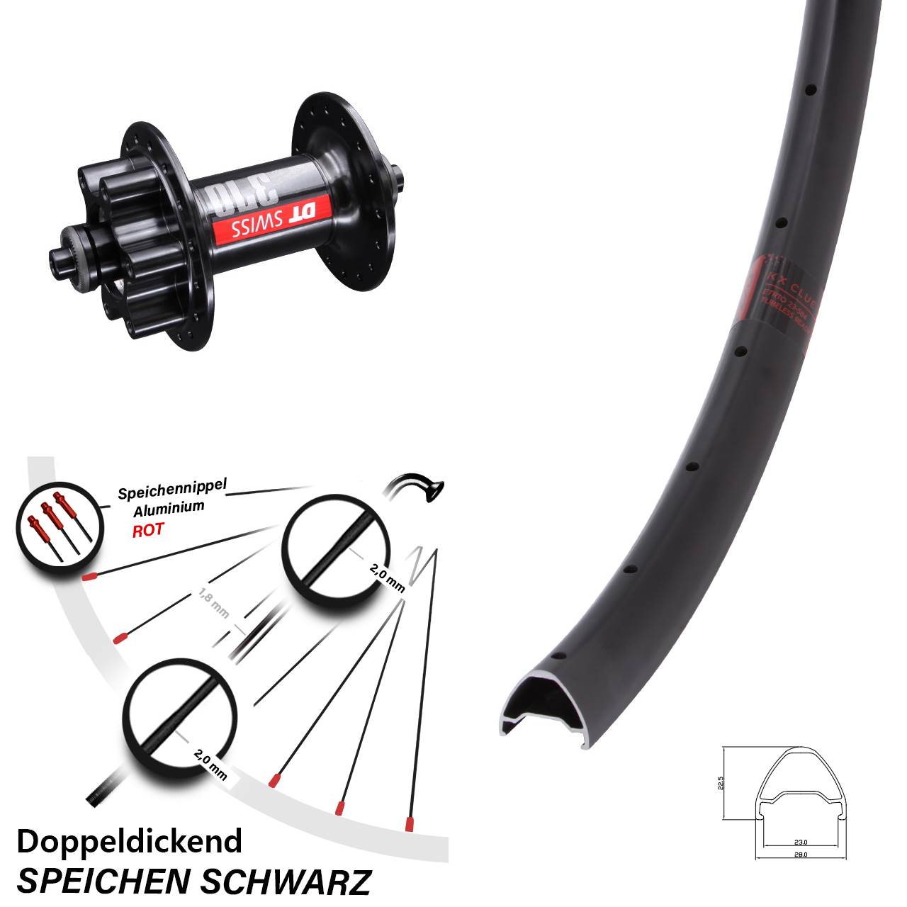 28 Zoll KX Clue DT Swiss 370 Disc Laufrad QR
