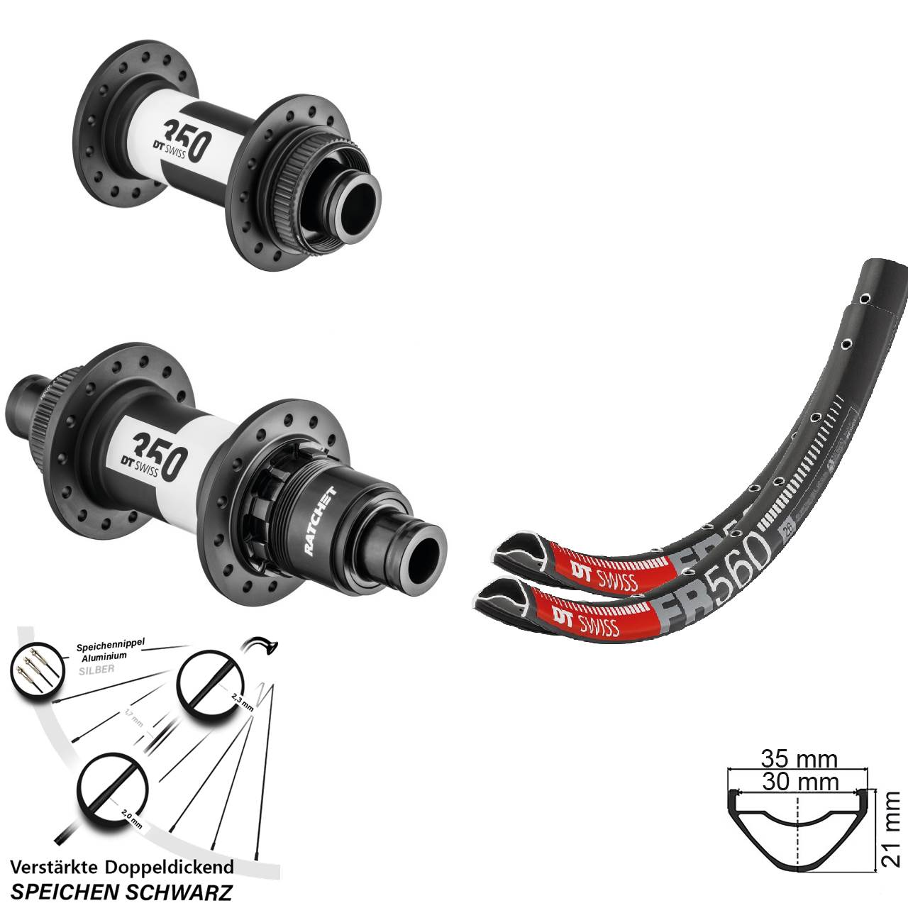 Laufradsatz Centerlock 26 Zoll DT Swiss FR560-350 CL SRAM XD 15x100 12x142